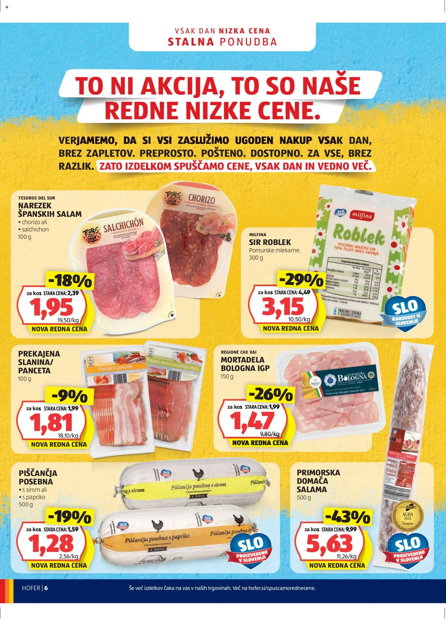 Novi Hofer katalog ponudbe – veljaven od 21.01.2026 | Stran: 6 | Izdelki: Narezek, Slanina, Sir, Salama