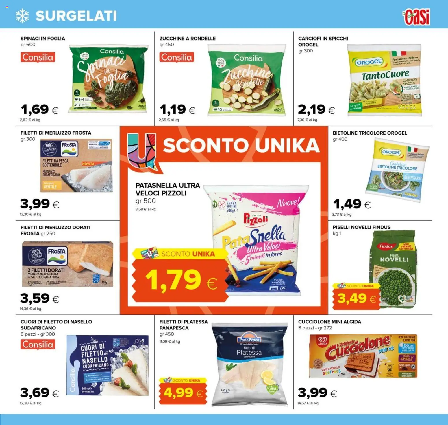 Volantino Oasi del 07.04.2026 | Pagina: 11 | Prodotti: Merluzzo, Piselli, Zucchine, Nasello