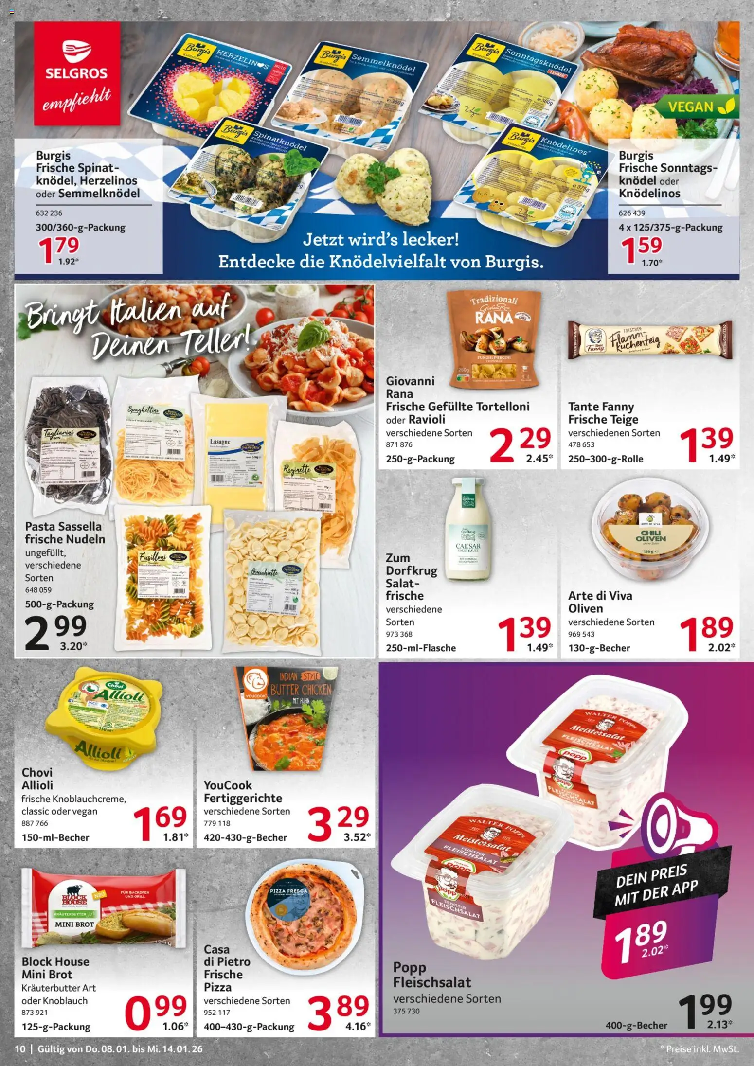 Selgros Prospekt 	 – gültig ab 08.01.2026 | Seite: 10 | Produkte: Butter, Knoblauch, Brot, Salat