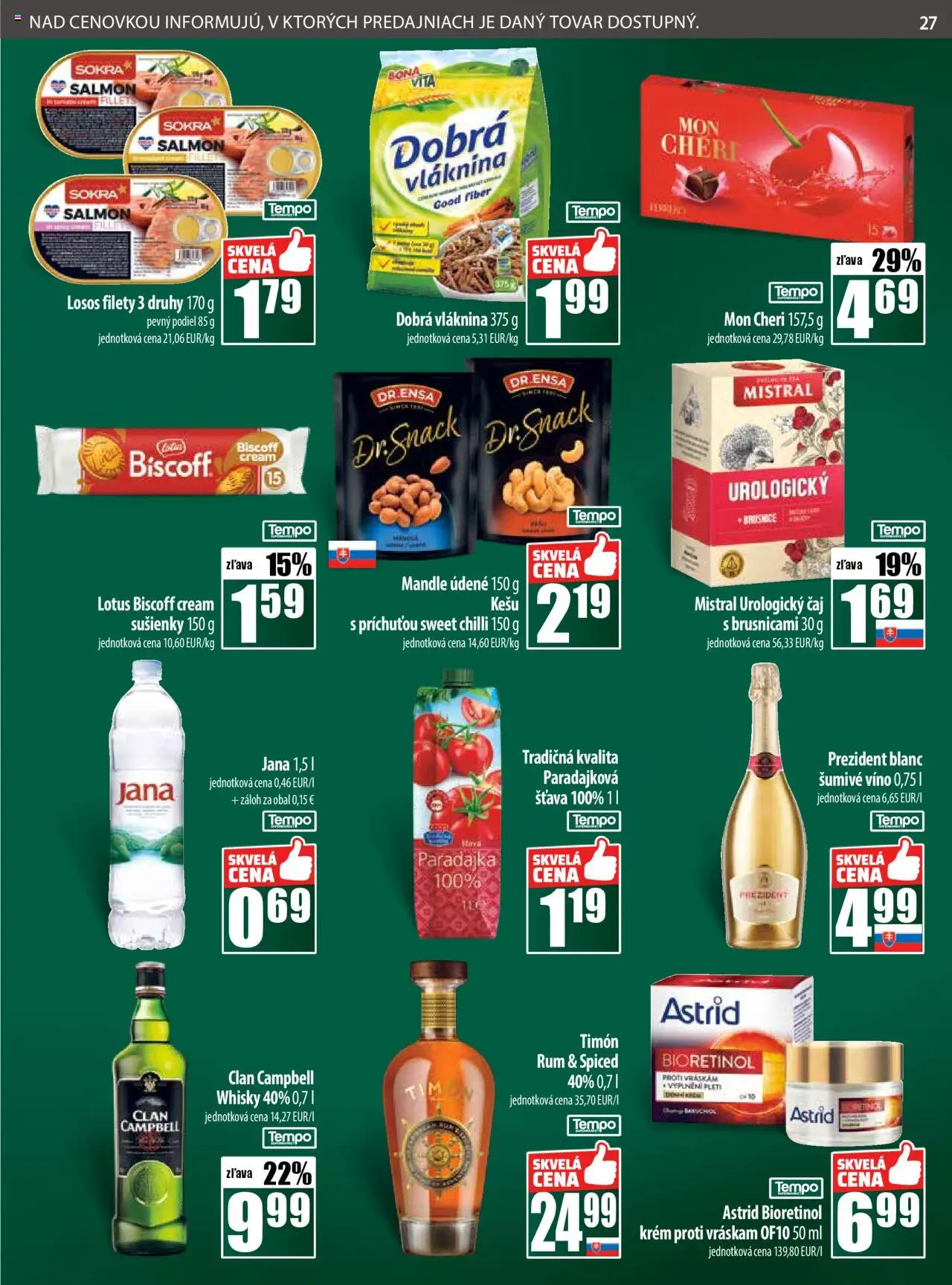 Nové COOP Jednota akcie – leták je platný od 18.09.2025 | Strana: 27 | Produkty: Chilli, Mon Chéri, Krém, Šumivé víno