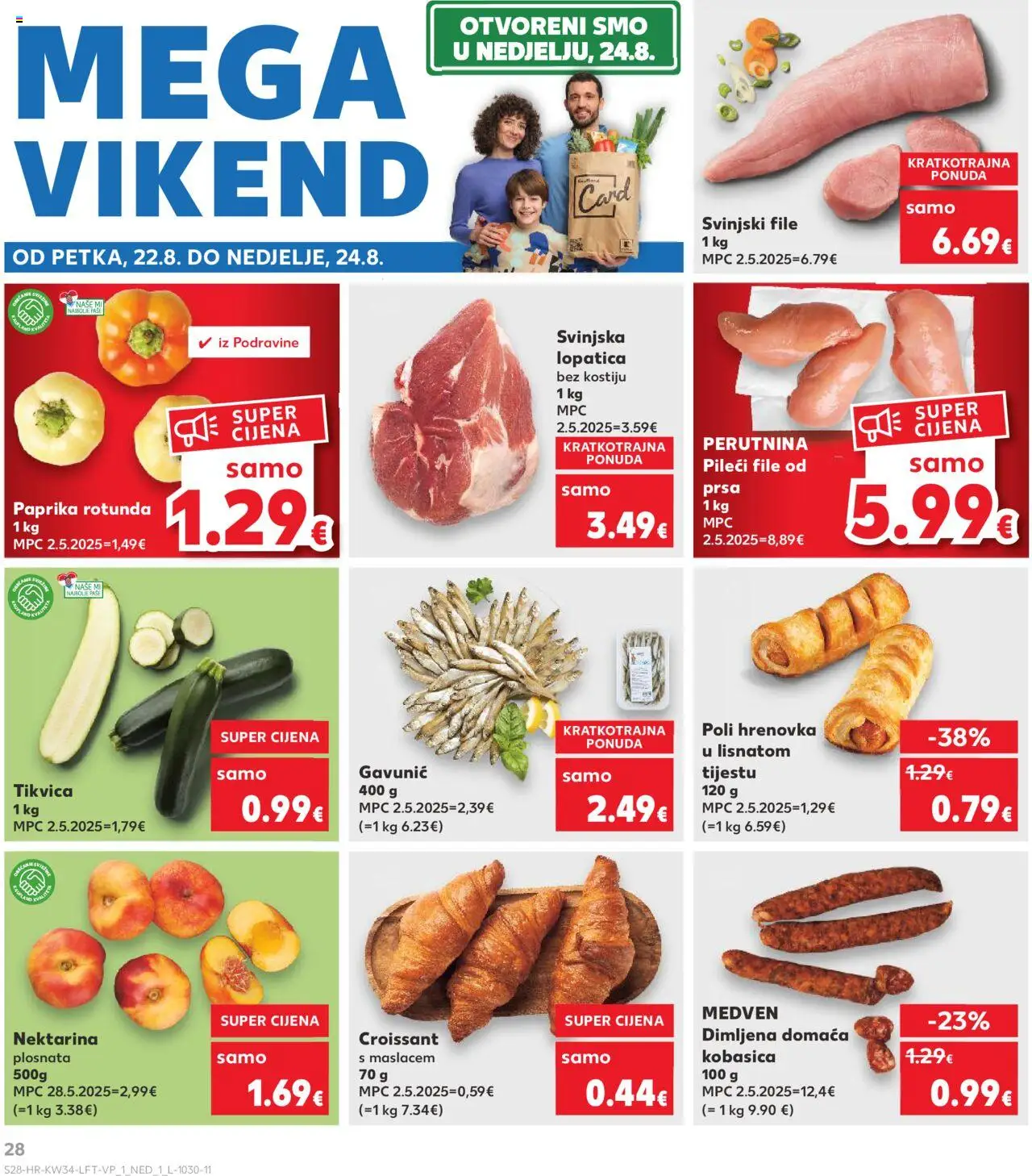 Kaufland katalog | vrijedi od 20.08.2025 | Stranica: 28 | Proizvodi: Paprika, Svinjski file, Kobasica, Nektarina