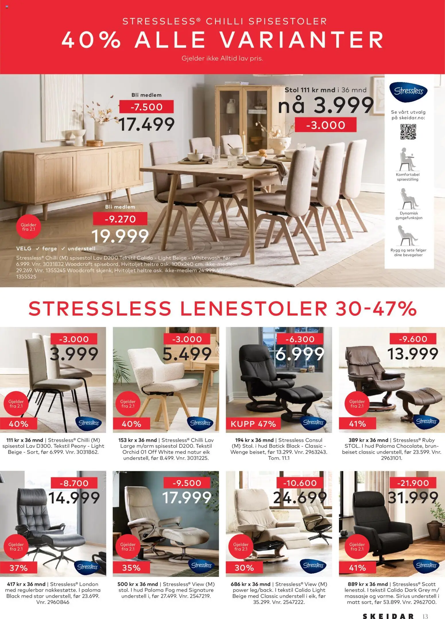 {H1} | Side: 13 | Produkter: Spisestol, Chilli, Stol