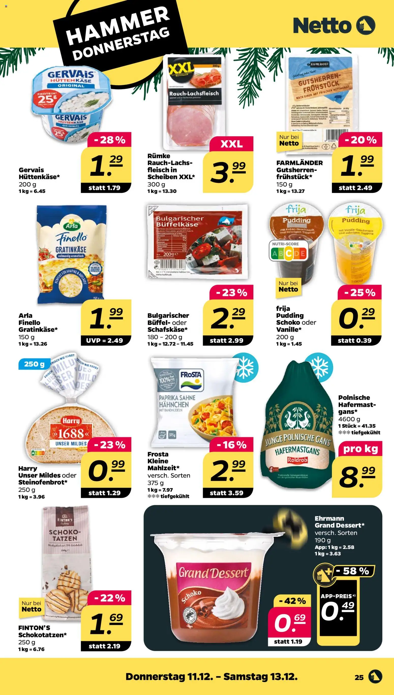 Netto Prospekt 	 – gültig ab 08.12.2025 | Seite: 27 | Produkte: Hahnchen, Frosta, Sahne, Hüttenkäse