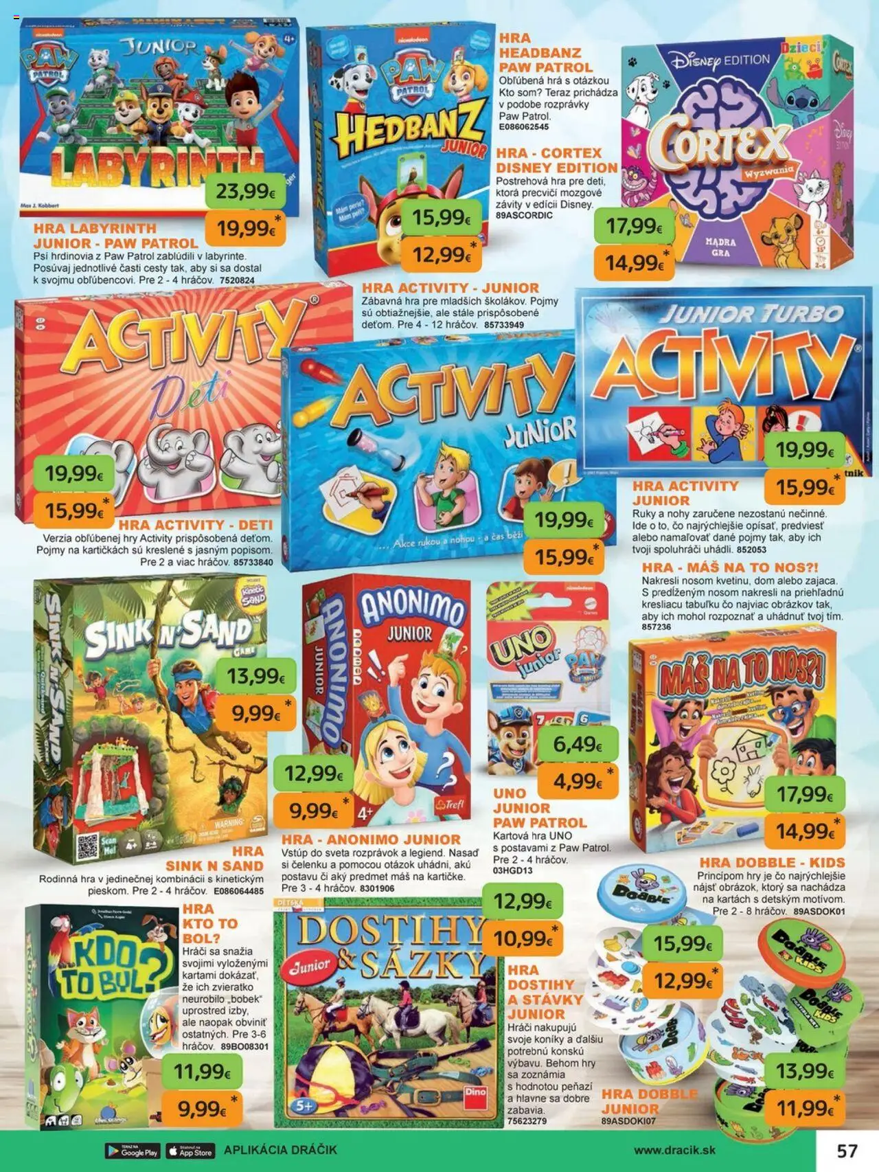 Nové Dráčik akcie – leták je platný od 03.10.2025 | Strana: 57 | Produkty: Aku, Hra