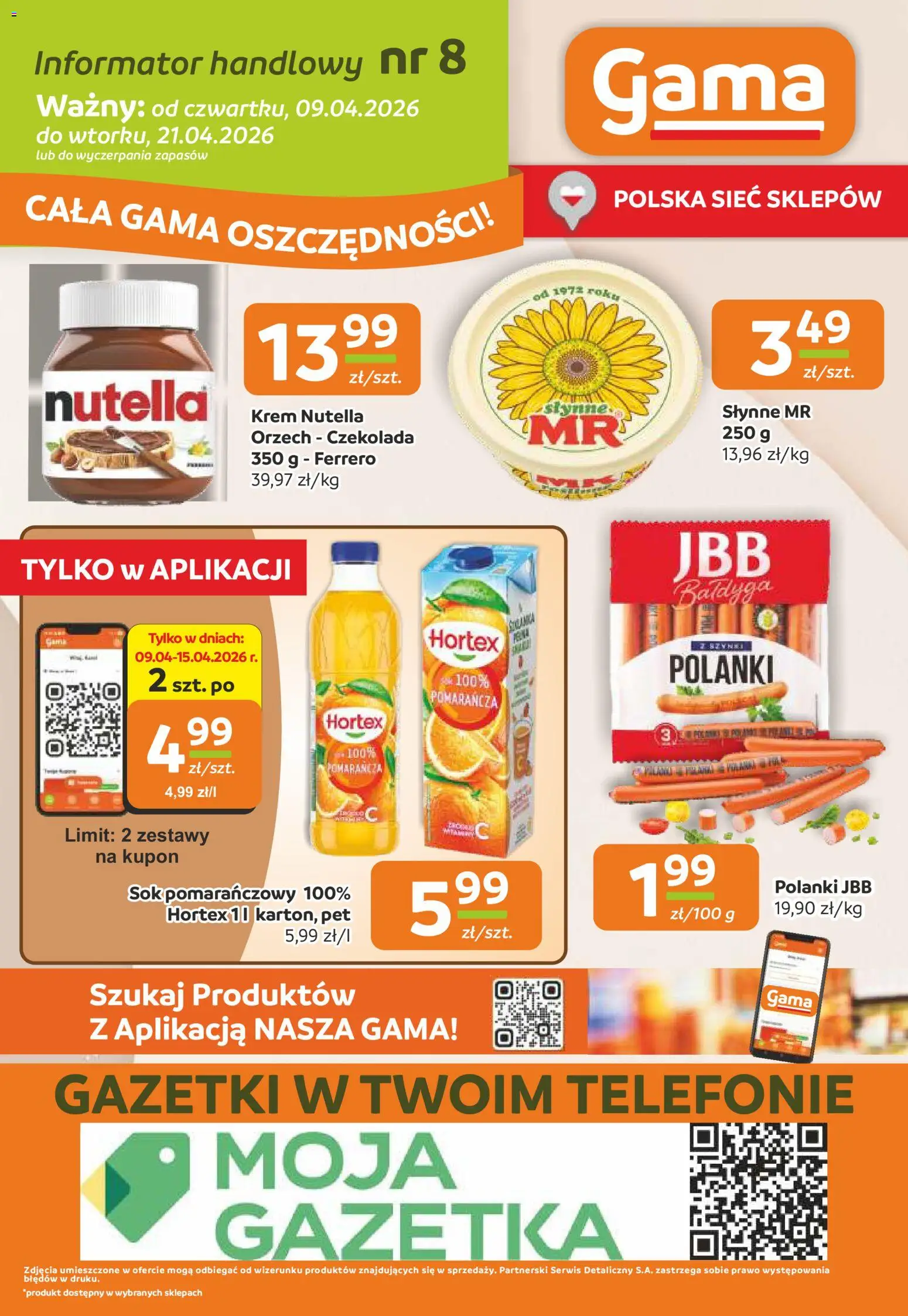 Gama gazetka od 09.04.2026 | Strona: 12 | Produkty: Nutella, Czekolada, Sok, Krem