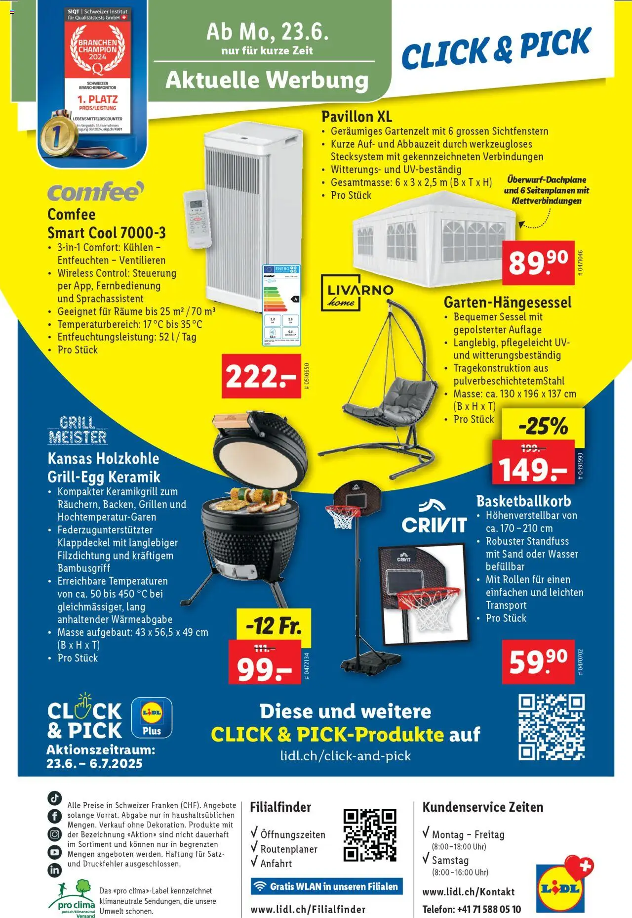 Lidl Aktionen ab 19.06.2025 | Seite: 32 | Produkte: Sessel, Wasser, Uhr, Grill