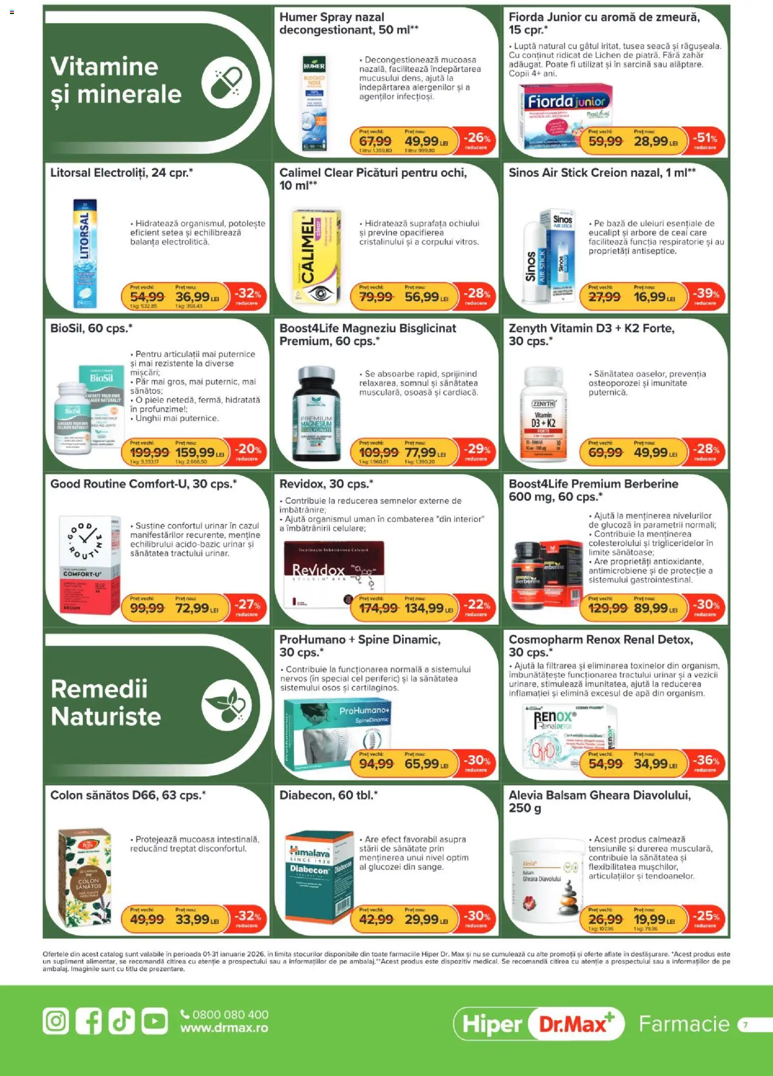 Noul catalog Dr.Max – valabil de la 01.01.2026 | Pagină: 7 | Produse: Balsam, Ceai, Apă, Zahăr