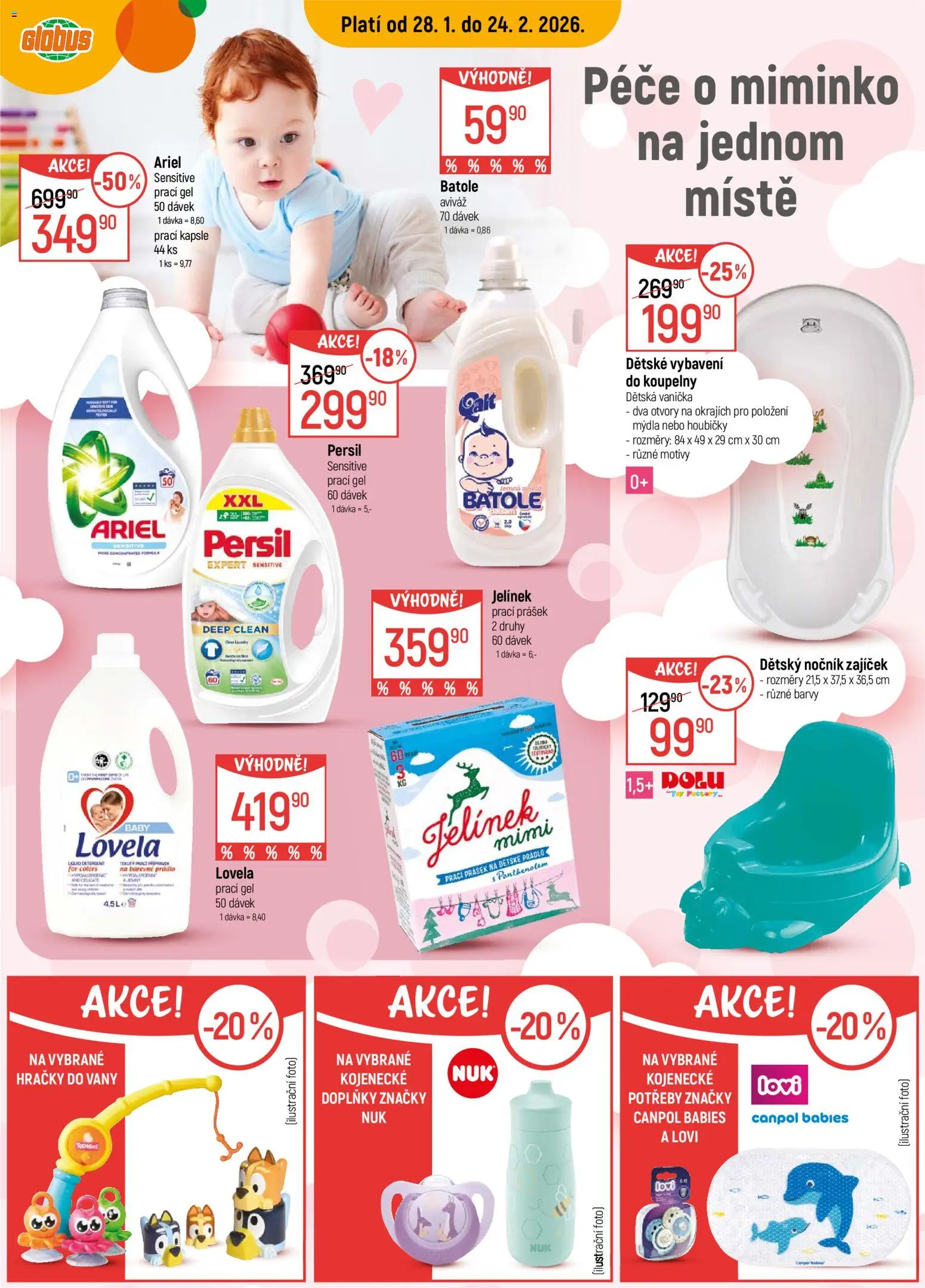 Globus leták - České Budějovice od 28.01.2026 | Strana: 5 | Produkty: Aviváž, Ariel, Jelínek, Nočník