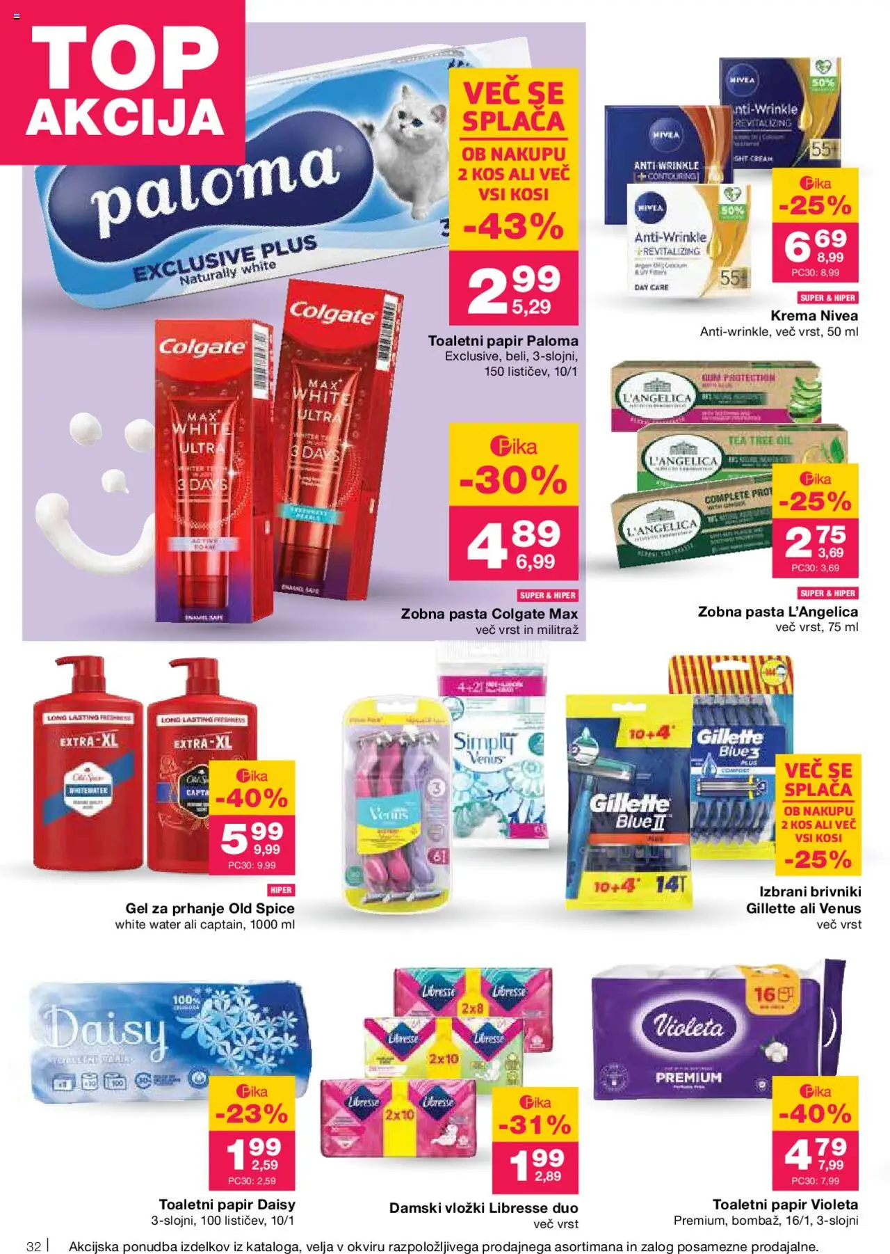 Mercator katalog │ velja od 21.08.2025 | Stran: 34 | Izdelki: Gel za prhanje, Toaletni papir, Vložki, Zobna pasta