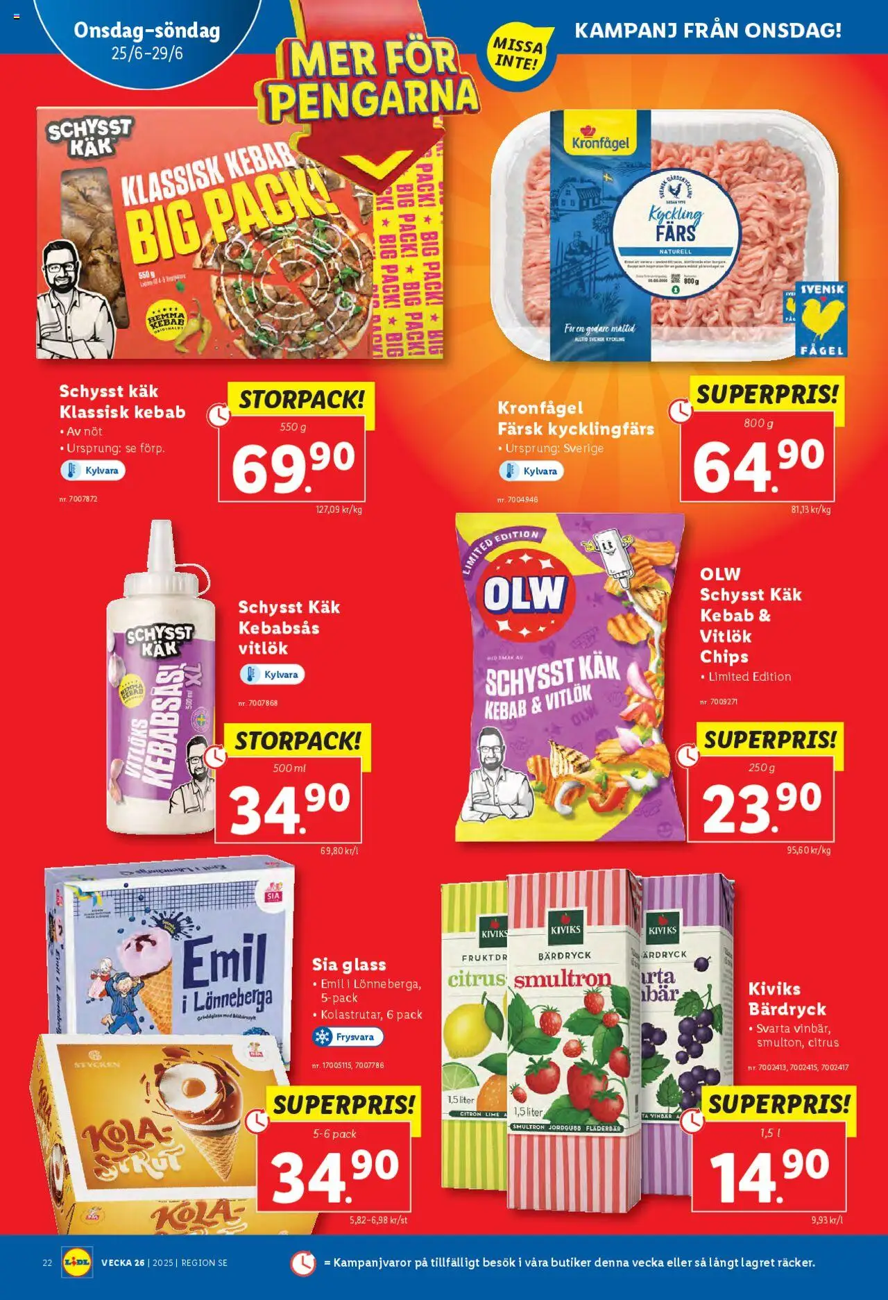 Lidl reklamblad aktuell från 23.06.2025 | Sida: 25 | Produkter: Chips, Vitlök, Glass, Lime