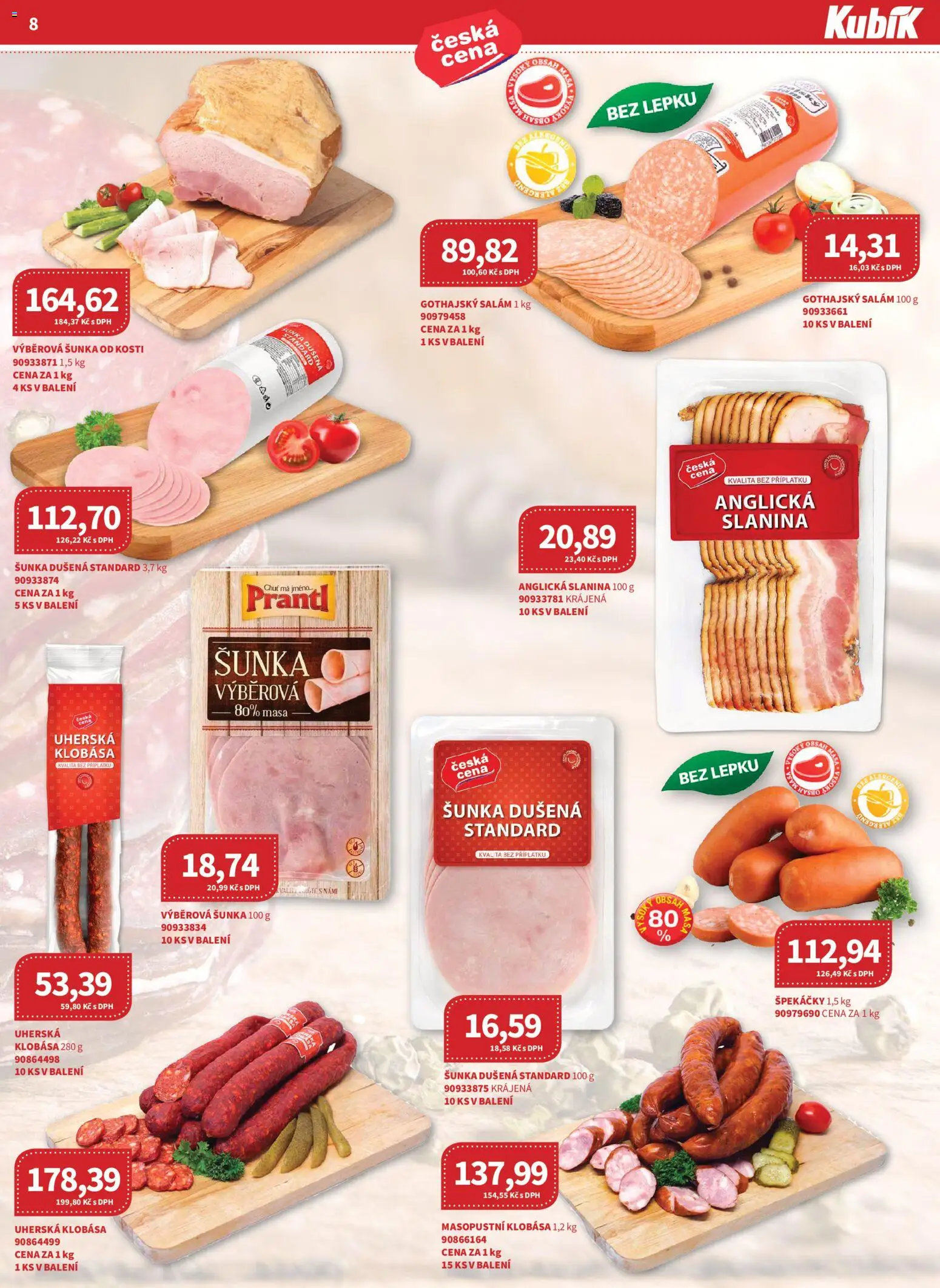 Kubík leták - Velkoobchod 01/2026 od 07.01.2026 | Strana: 8 | Produkty: Salám, Klobása, Gothajský salám, Slanina