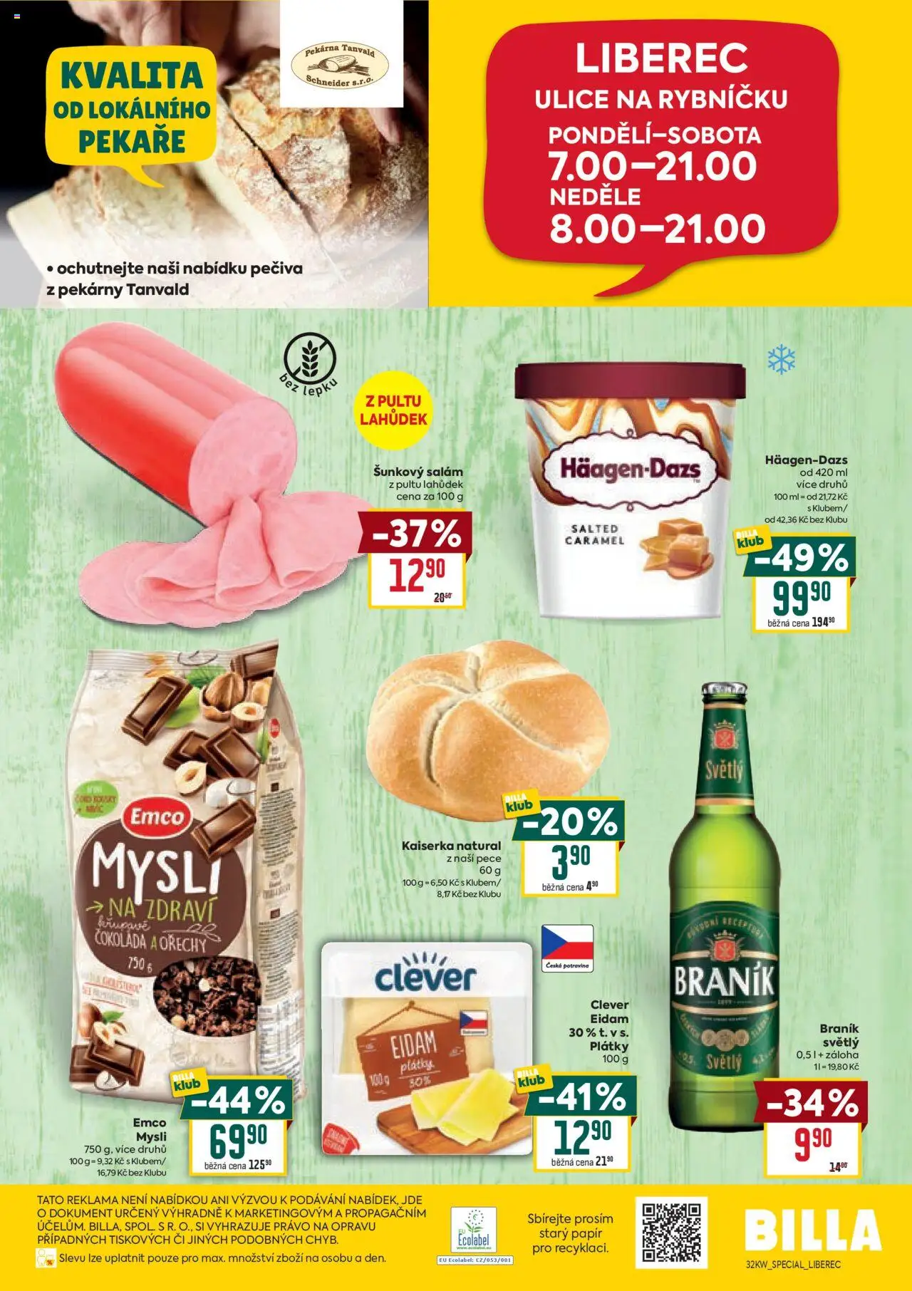 Billa leták - Speciál: Liberec od 13.08.2025 | Strana: 2 | Produkty: Kaiserka, Eidam, Braník, Clever