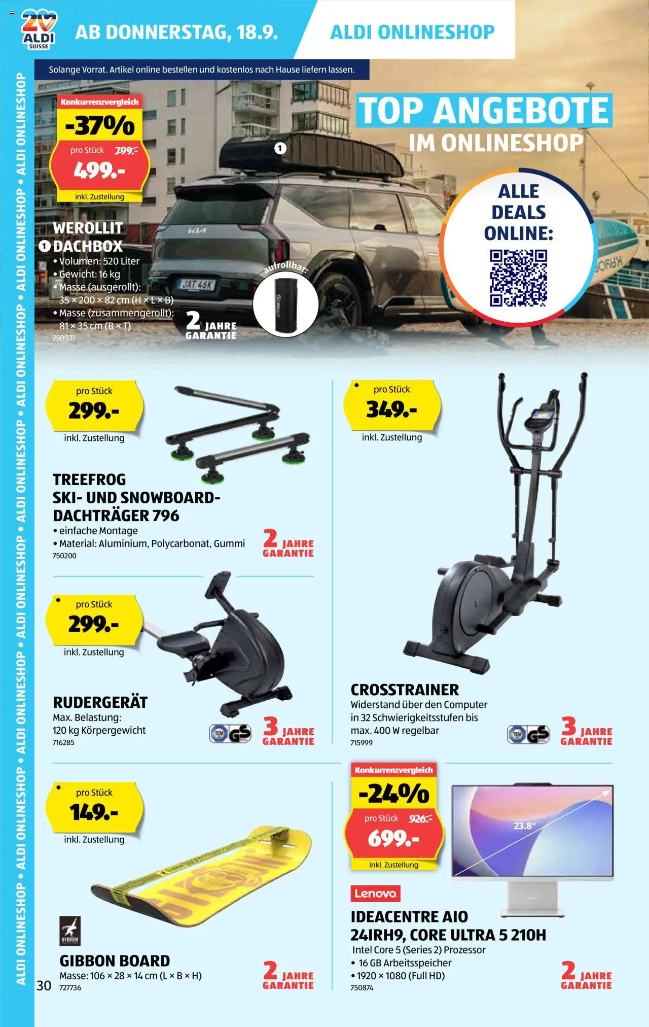Aldi Aktionen – gültig ab 18.09.2025 | Seite: 31 | Produkte: Rudergerät, Ski, Computer, Lenovo