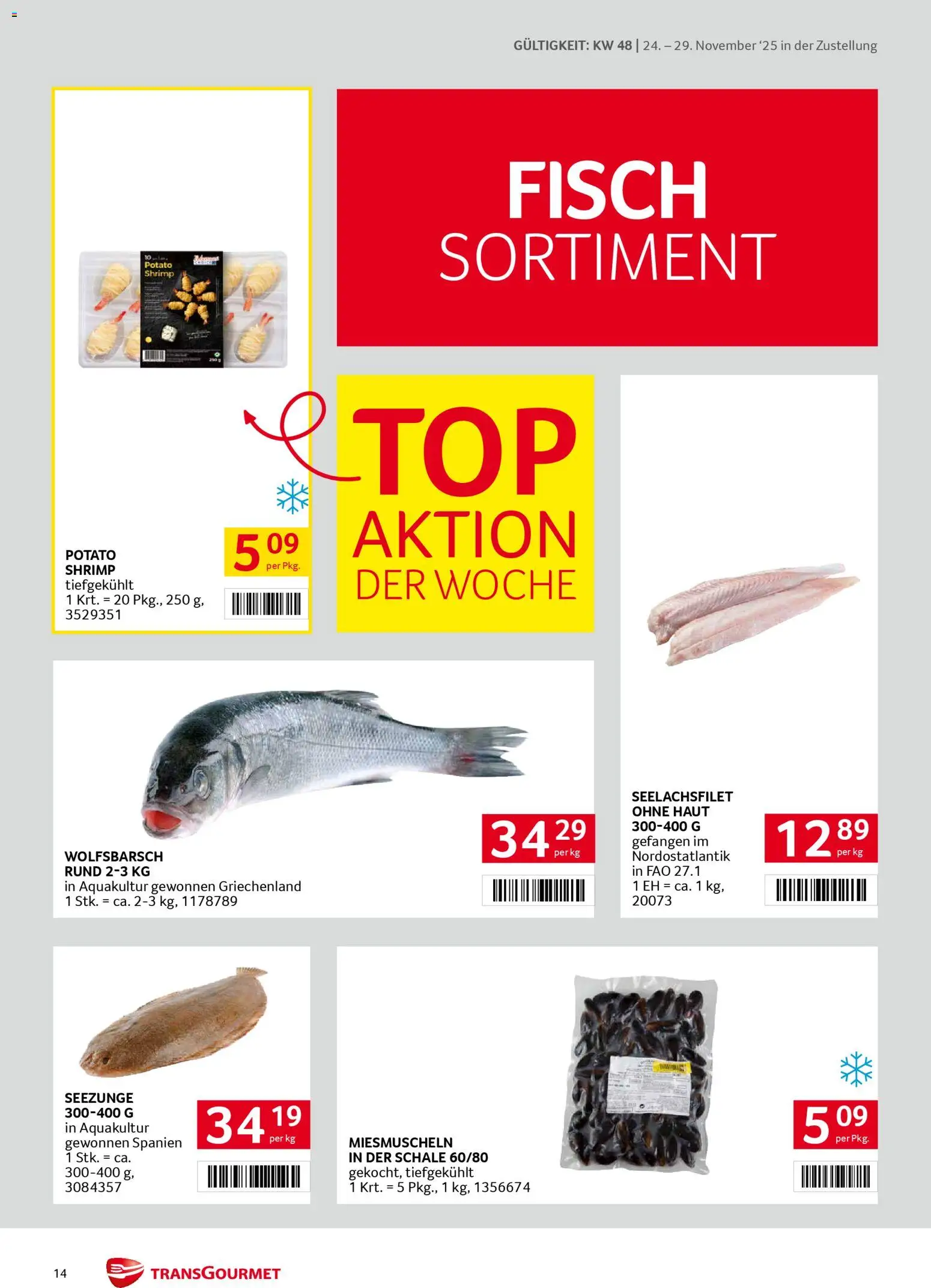 Transgourmet Zustellaktion gültig ab 24.11.2025 | Seite: 14 | Produkte: Fisch