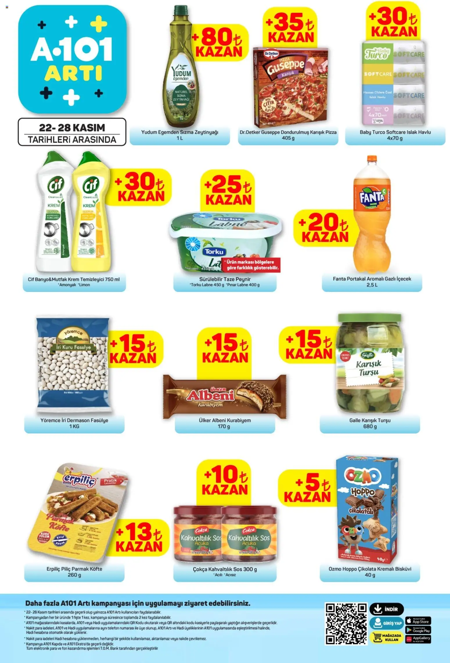 A101 Arti - 22.11.2025 tarihinden itibaren geçerlidir | Sayfa: 1 | Ürünler: Peynir, Çikolata, Telefon, Fanta