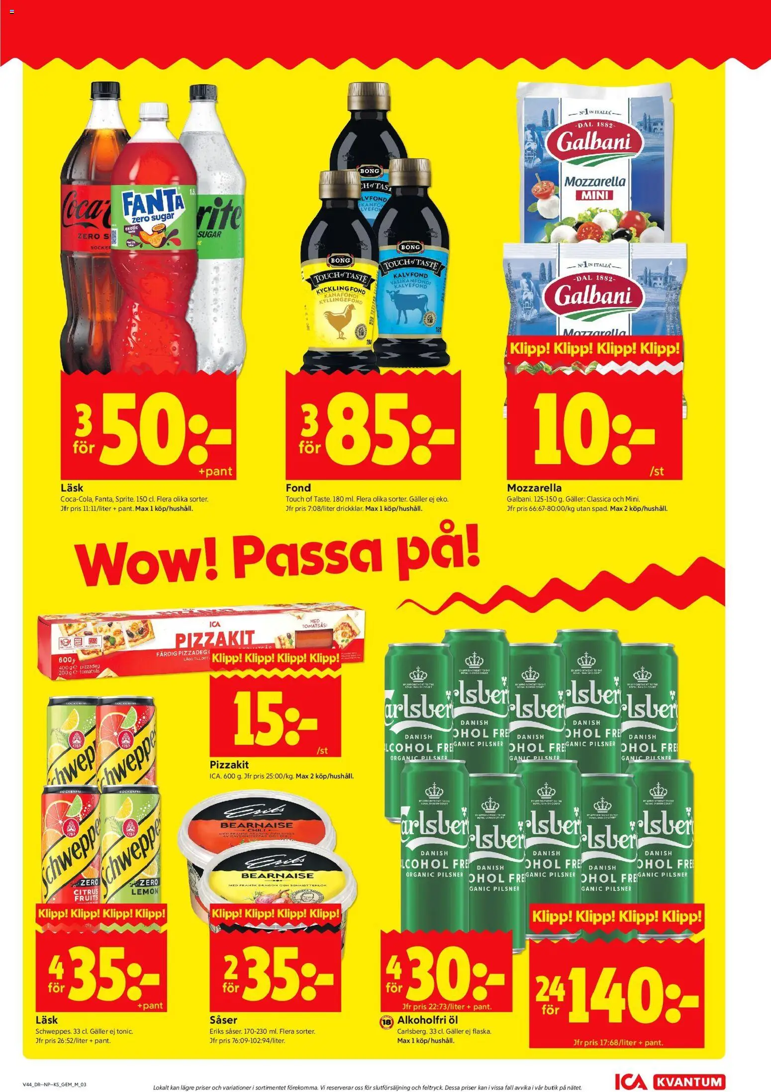 ICA Kvantum reklamblad aktuell från 27.10.2025 | Sida: 3 | Produkter: Fond, Öl, Pizzakit, Tomatsås