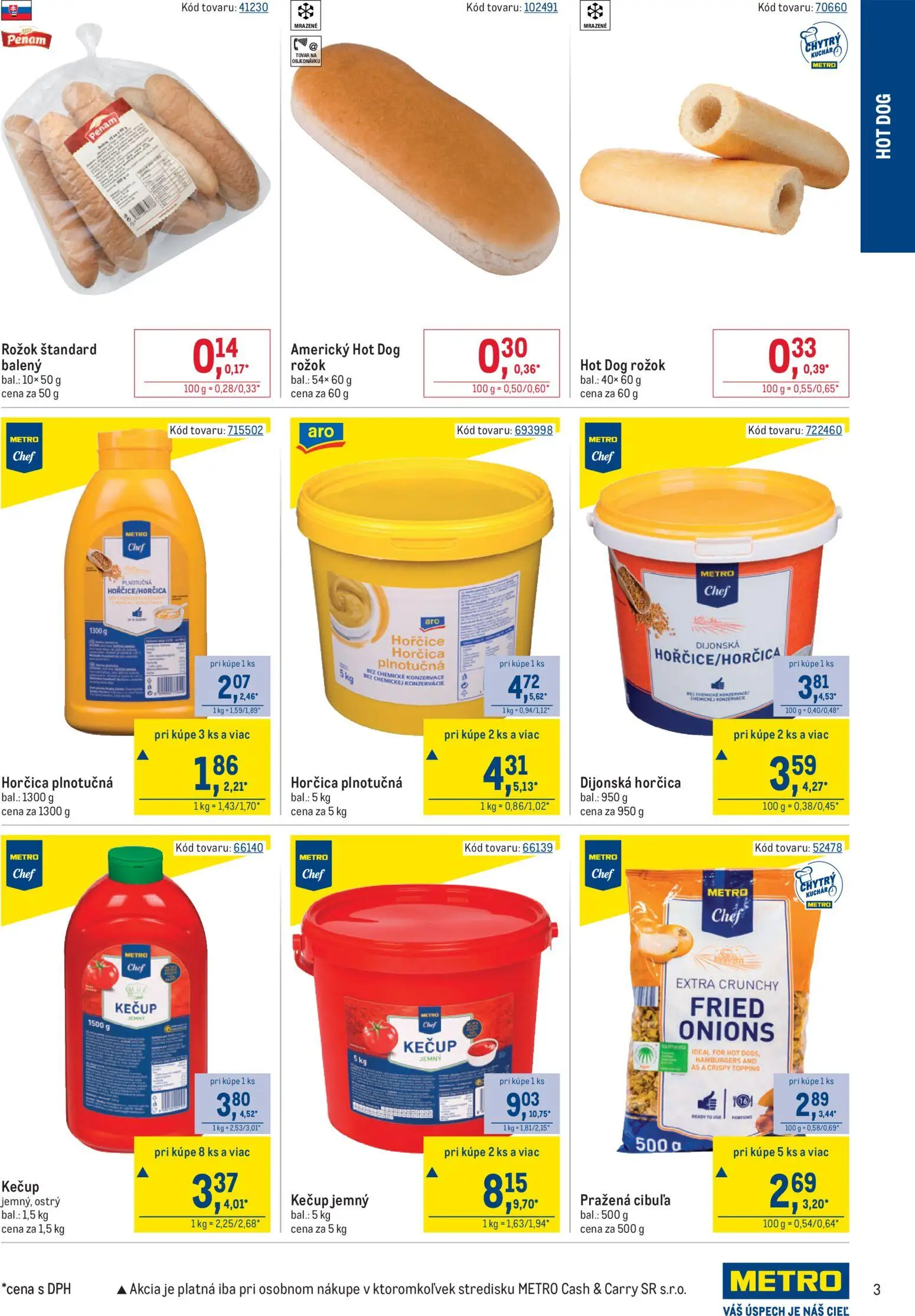 Nové Metro akcie – leták je platný od 19.11.2025 | Strana: 3 | Produkty: Rožok, Kečup, Cibuľa