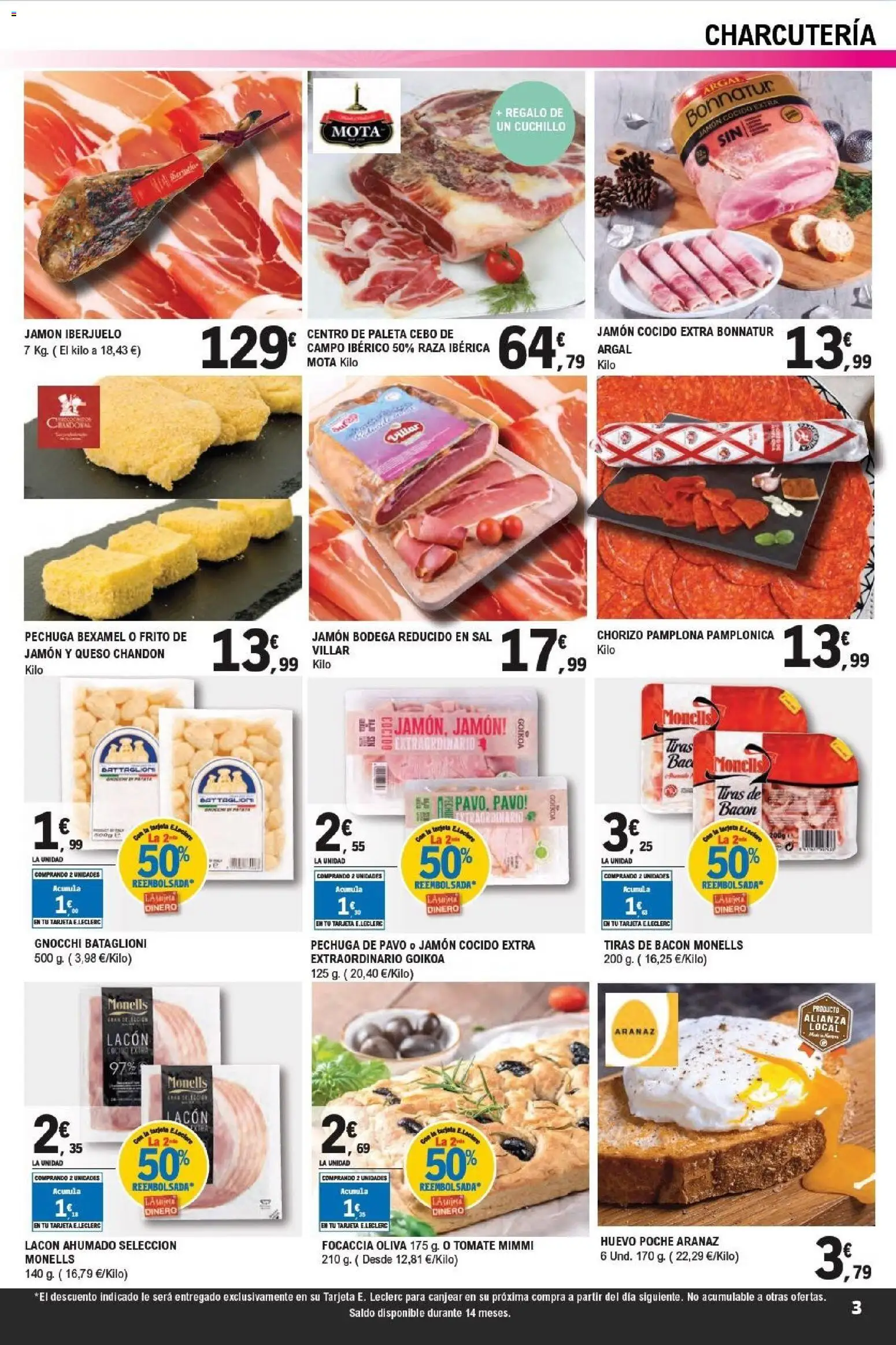 E.Leclerc folleto Super ofertas │ válido desde el 01.04.2026 | Página: 3 | Productos: Queso, Jamón, Jamón cocido, Ρυζογκοφρέτα