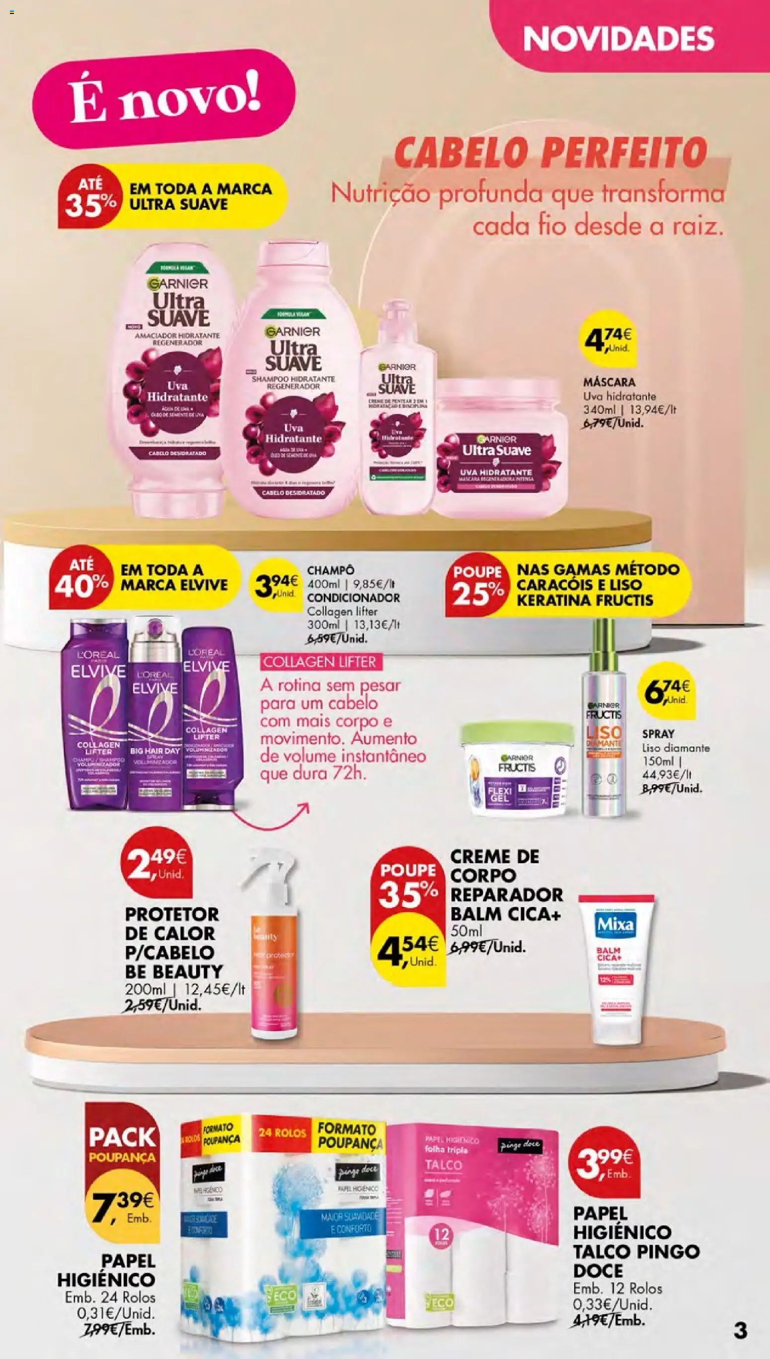 Pingo Doce - Cuidados Pessoais e para o Lar Açores │ válido de 26.02.2026 | Página: 3 | Produtos: Creme de corpo, Condicionador, Óleo, Creme