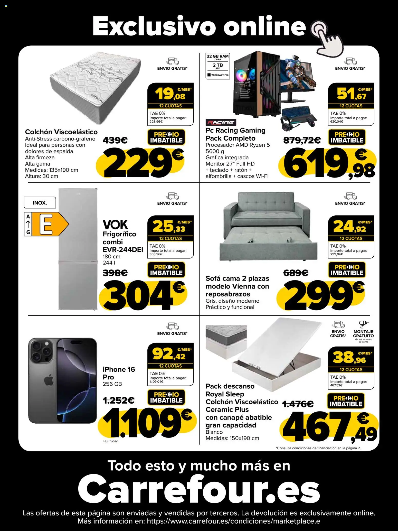 Carrefour - Black Friday │ válido desde el 20.11.2025 | Página: 47 | Productos: Colchon, Iphone, Sofá cama, Sofá