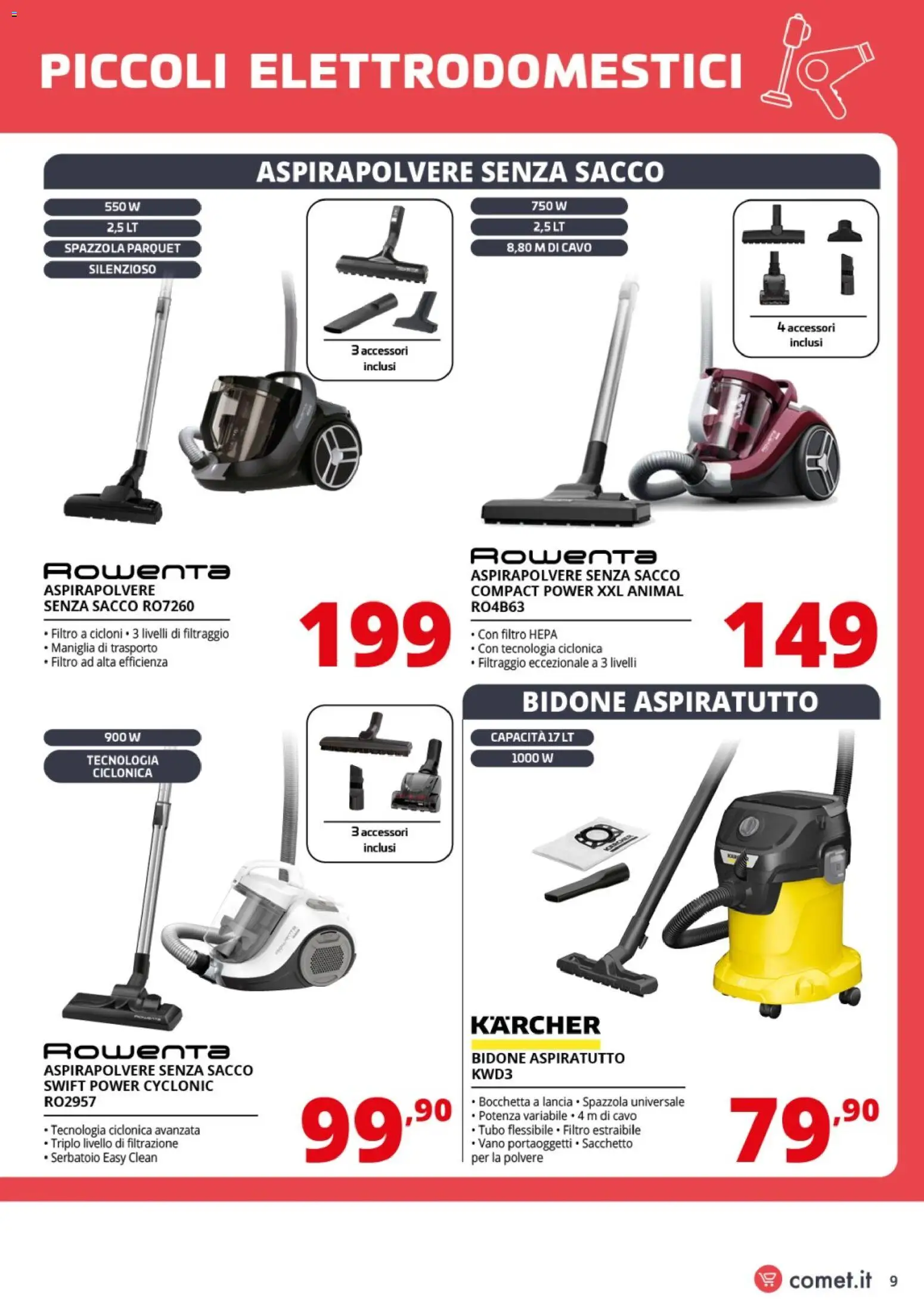 Volantino Comet del 31.10.2025 | Pagina: 9 | Prodotti: Spazzola, Tubo, Cavo, Aspirapolvere