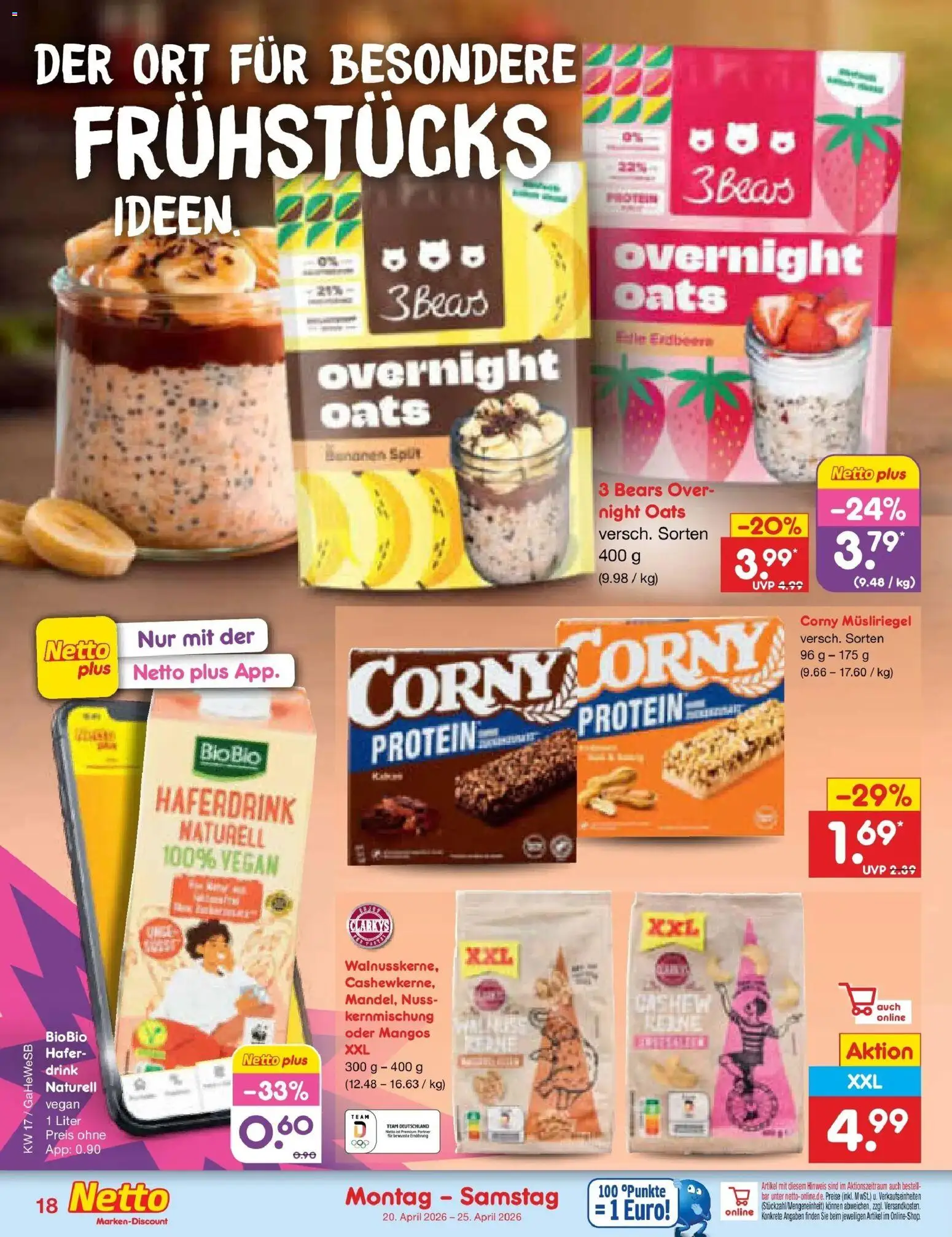 Netto Marken-Discount Prospekt Hamburg	 – gültig ab 20.04.2026 | Seite: 20 | Produkte: Bananen, Haferdrink