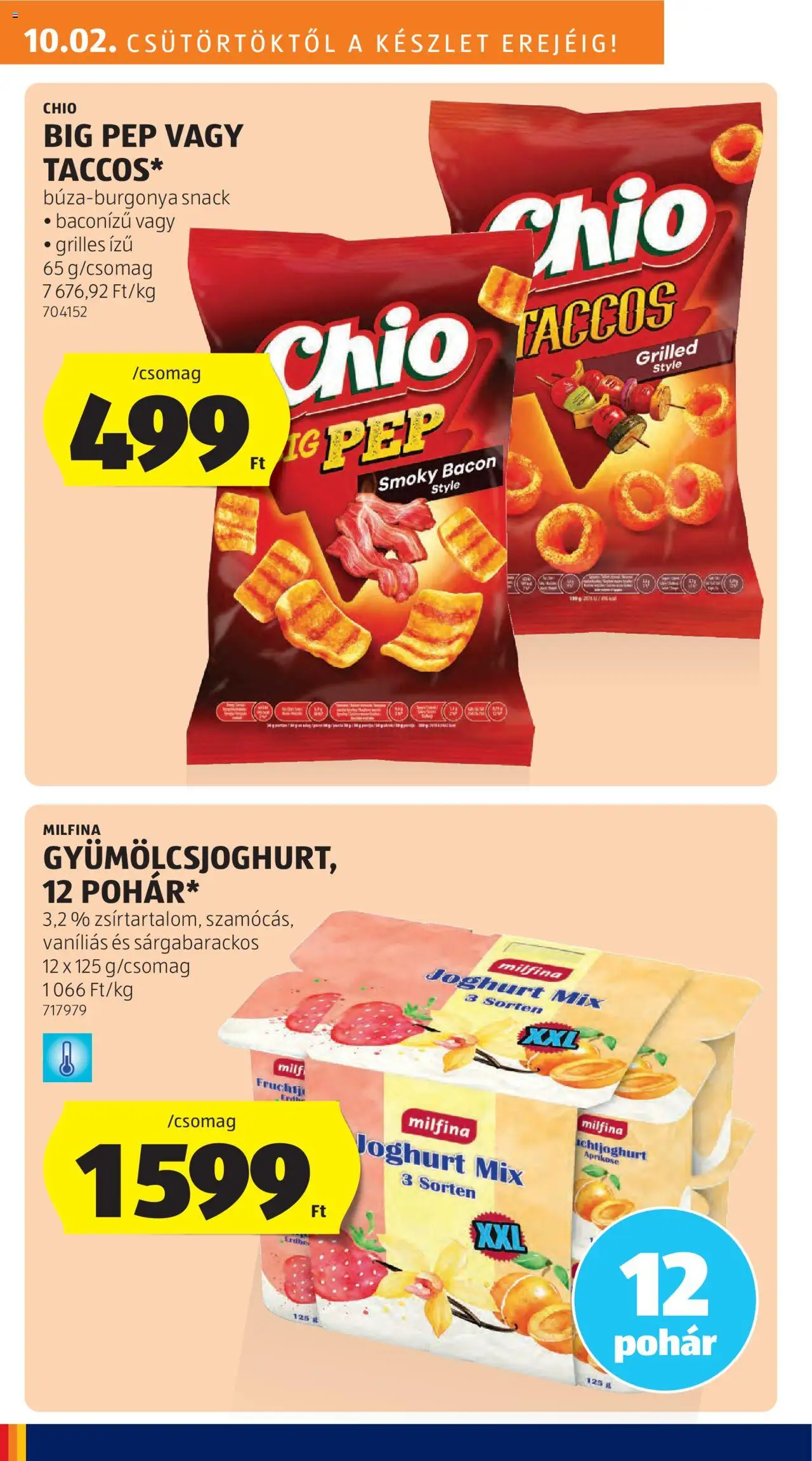 Aldi akciós ujság - amely érvényes a következő dátumtól: 02.10.2025 | Oldal: 4 | Termékek: Bacon, Joghurt, Pohár