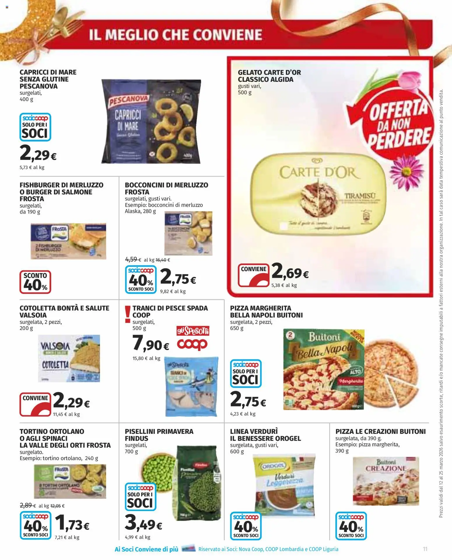 Volantino COOP del 12.03.2026 | Pagina: 11 | Prodotti: Merluzzo, Gelato, Spinaci, Data