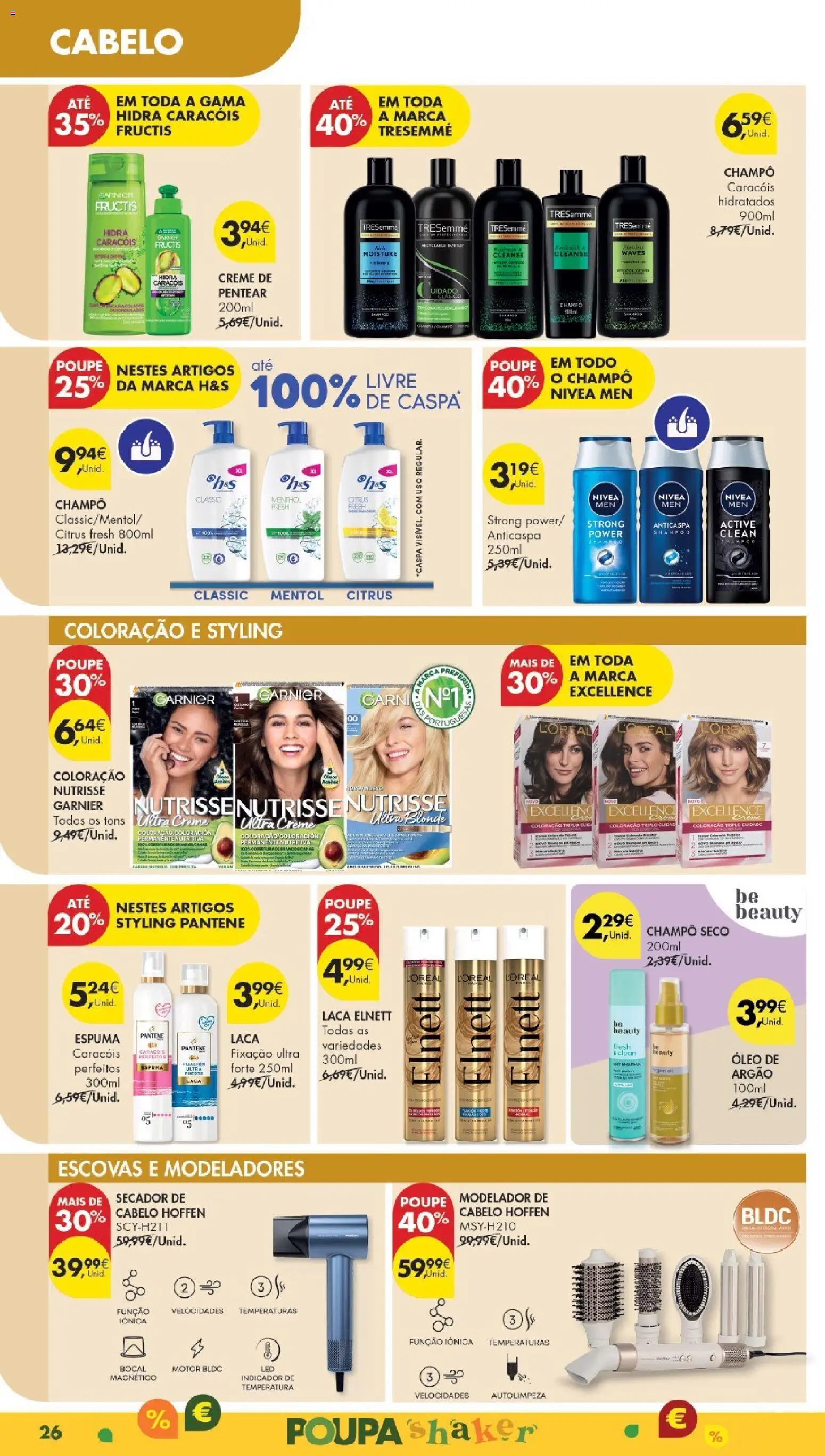 Pingo Doce Poupe Esta Semana Madeira │ válido de 24.02.2026 | Página: 26 | Produtos: Secador de cabelo, Shampoo, Óleo, Creme