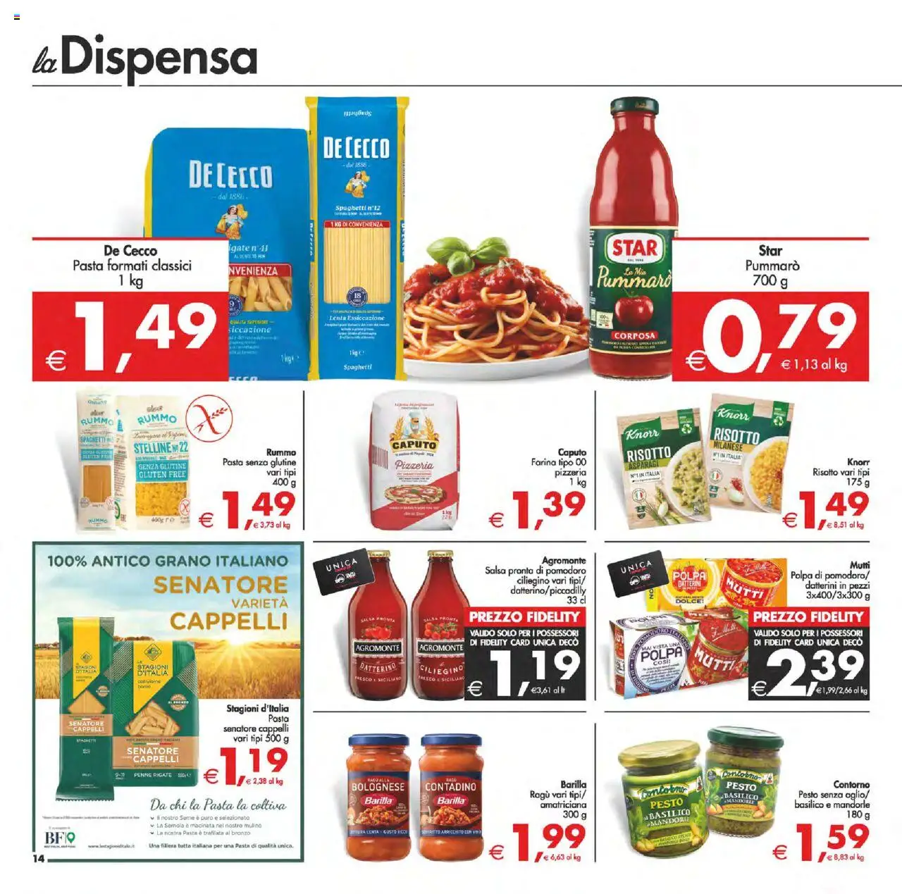 Volantino Decò del 22.08.2025 | Pagina: 14 | Prodotti: Pomodoro, Pasta, Asparagi, Mutti