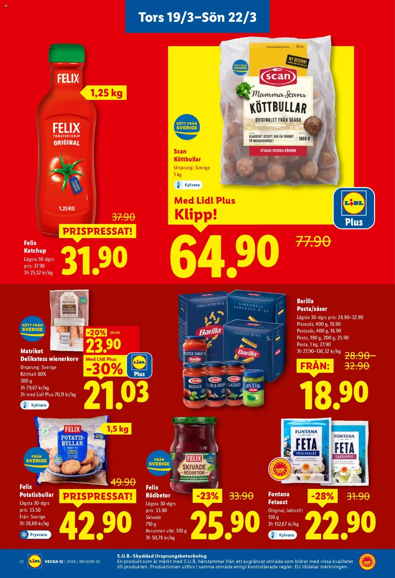 Lidl reklamblad aktuell från 16.03.2026 | Sida: 26 | Produkter: Fetaost, Pizza, Wienerkorv, Potatis