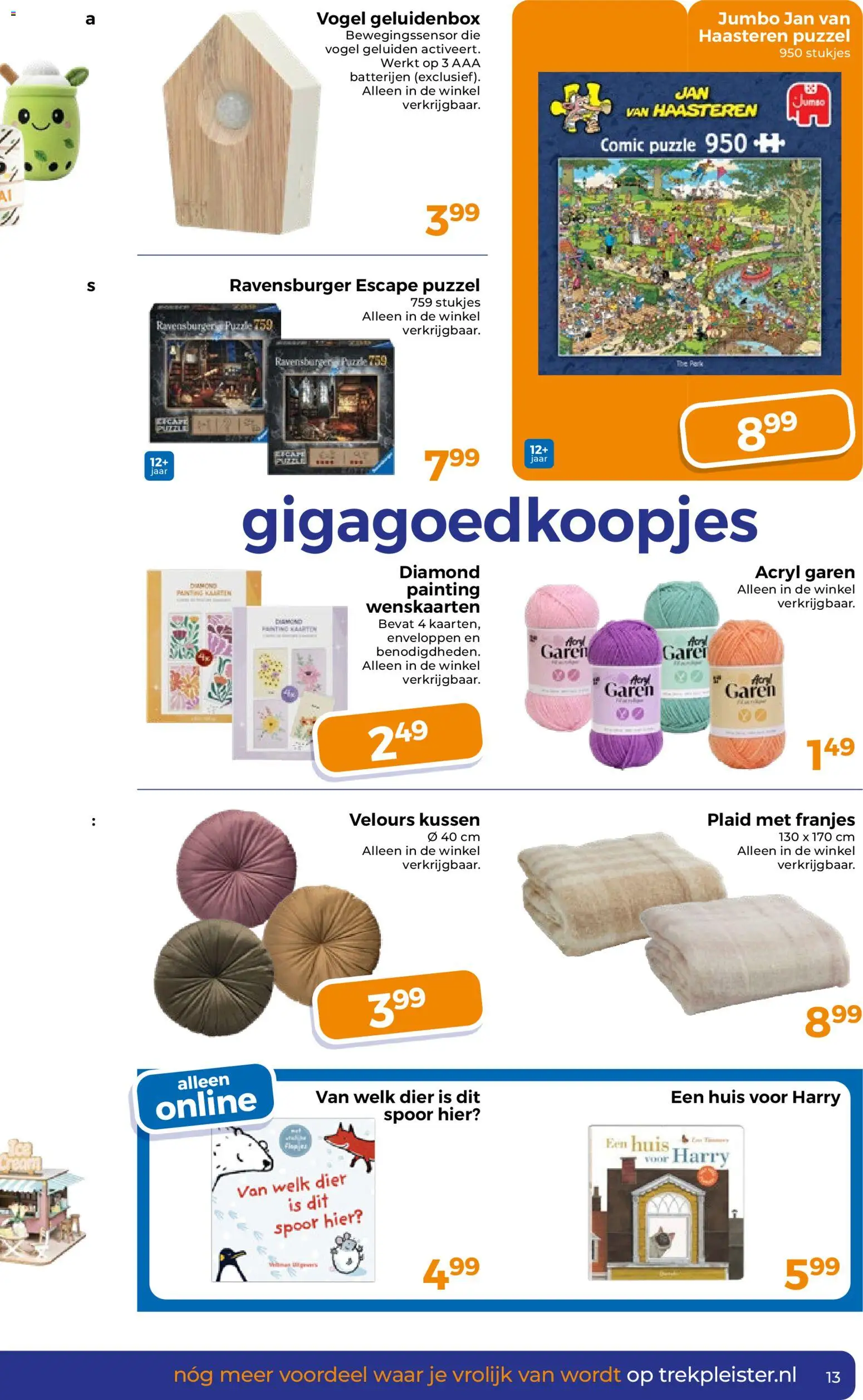 {H1} | Pagina: 13 | Producten: Puzzel, Velours, Kussen, Batterijen