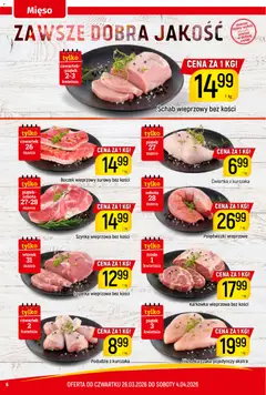 Pogląd oferty "Piotruś Pan gazetka" - ważna od 26.03.2026 | Strona: 6 | Produkty: Schab, Schab wieprzowy bez kości, Filet z kurczaka, Łopatka wieprzowa