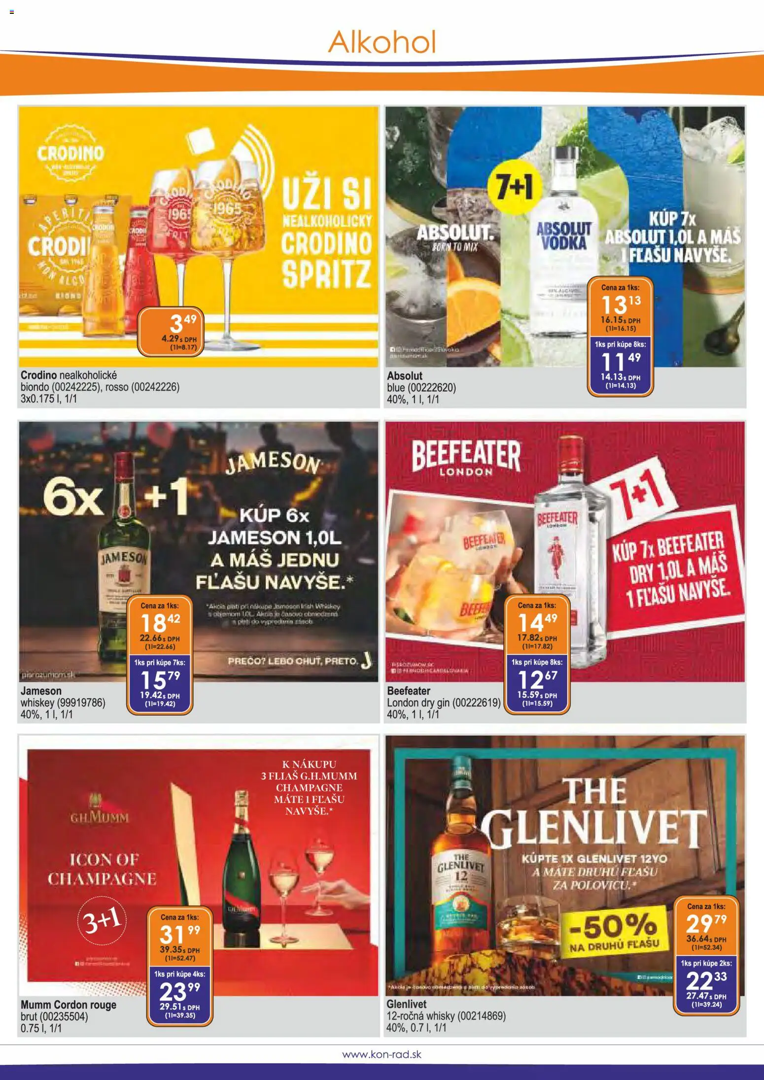 Nové KON - RAD akcie – leták je platný od 01.03.2026 | Strana: 10 | Produkty: Beefeater, Gin, Whisky, Alkohol