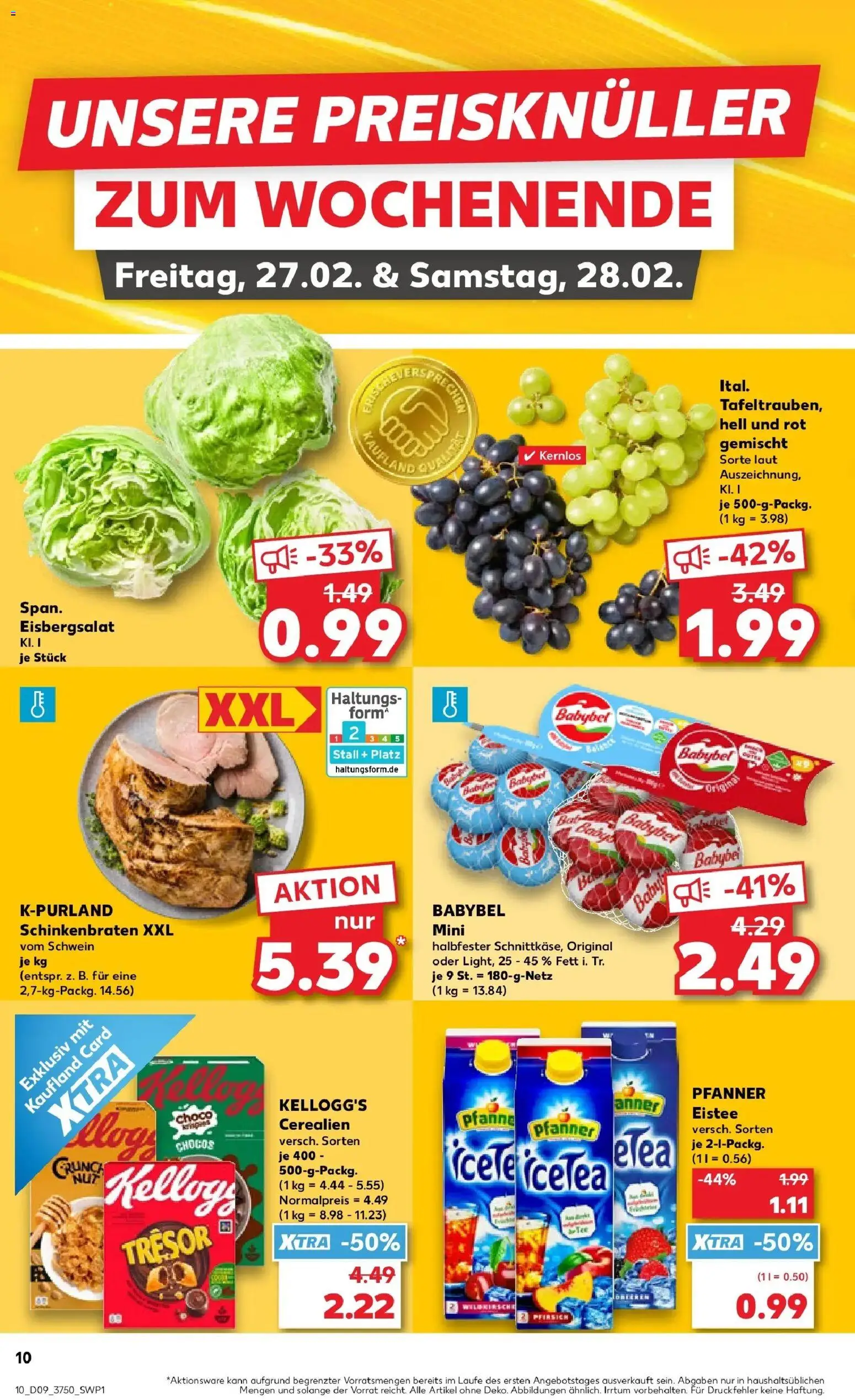 Kaufland prospekt Thale	 – gültig ab 26.02.2026 | Seite: 10 | Produkte: Kellogg's, Eisbergsalat, Pfanner eistee, Babybel