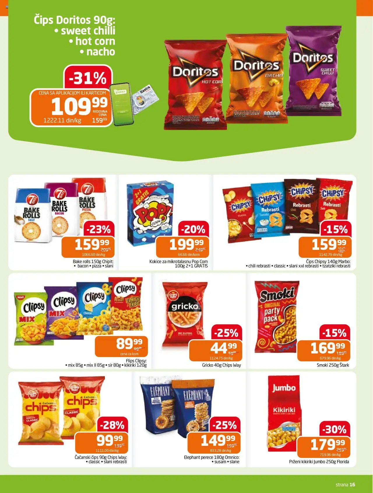 Gomex katalog - važi od 04.06.2025 | Strana: 16 | Proizvode: Čips, Smoki, Sir, Doritos