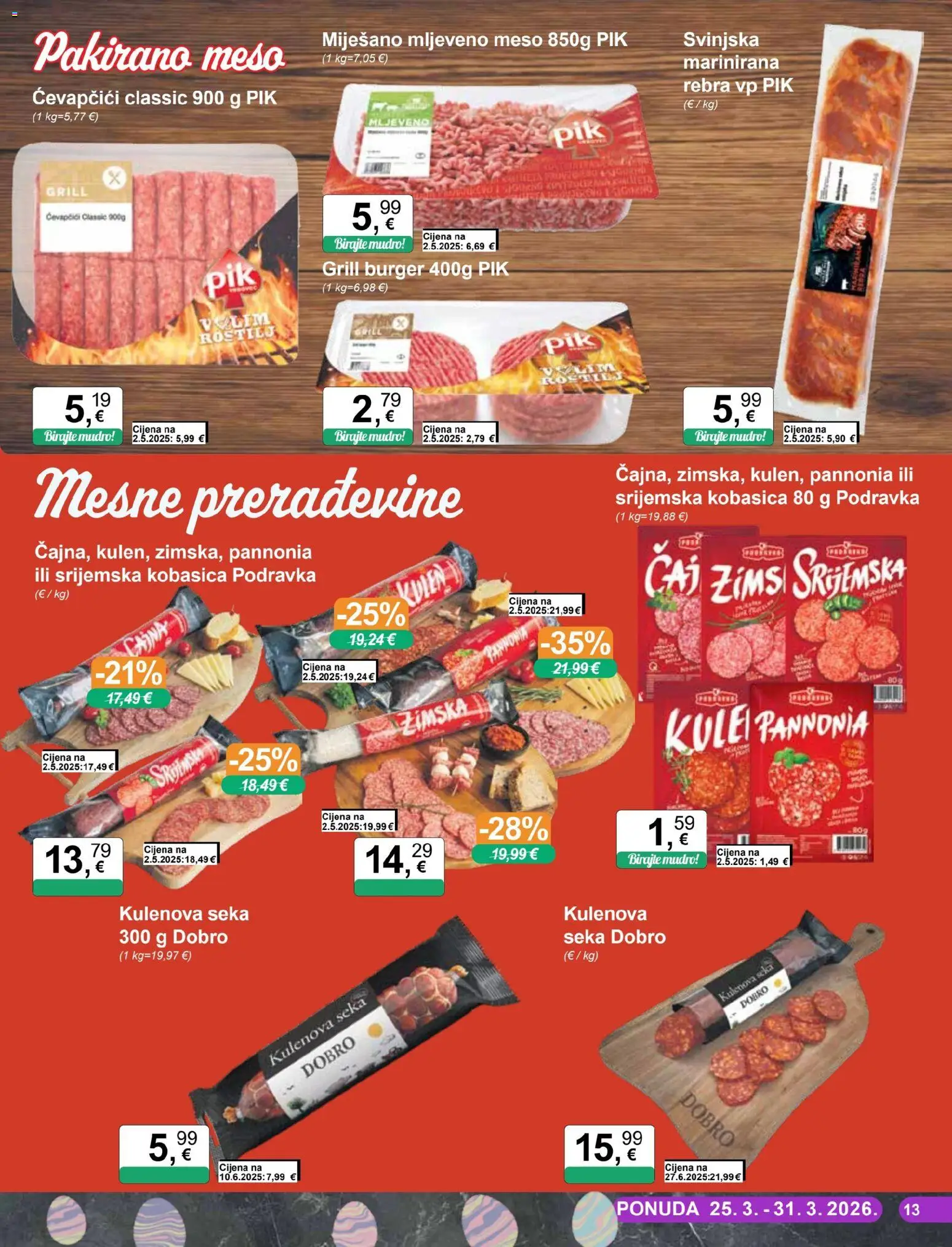 KTC katalog | vrijedi od 25.03.2026 | Stranica: 13 | Proizvodi: Meso, Čaj, Mljeveno meso, Ćevapčići