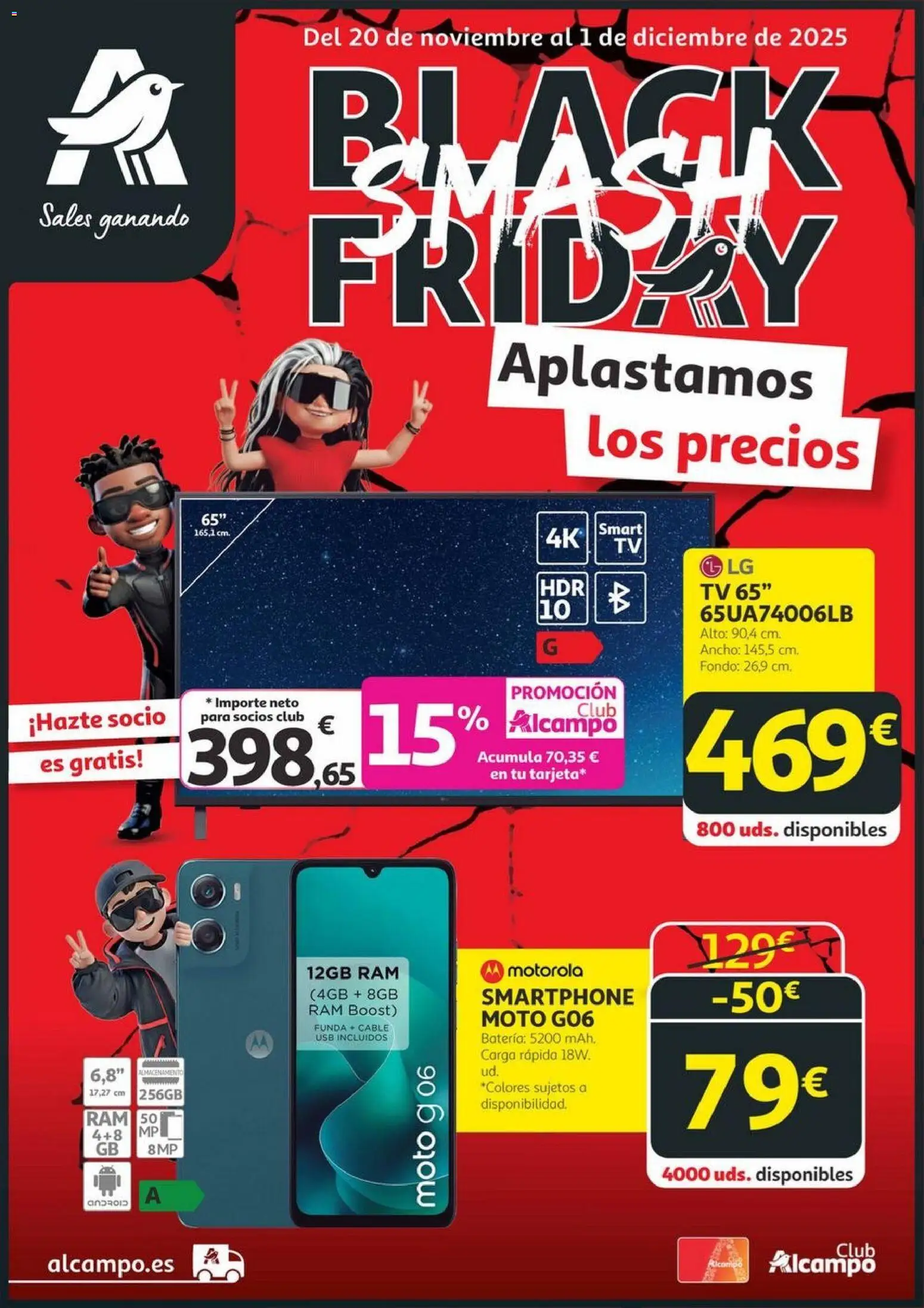 Alcampo - Black Friday Canarias │ válido desde el 20.11.2025 | Página: 1 | Productos: Smartphone, Funda, USB, Batería
