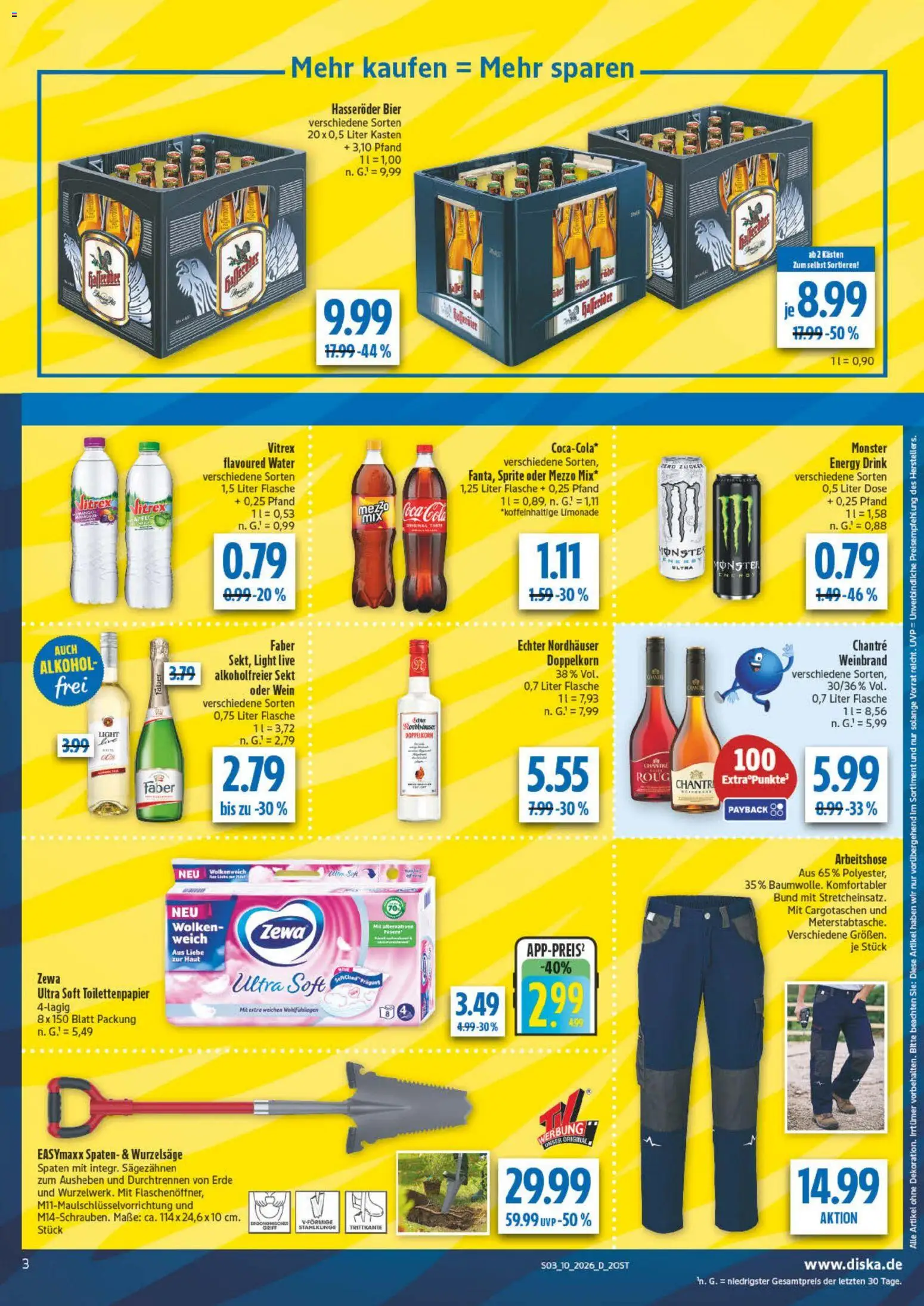 AEZ Prospekt 	 – gültig ab 02.03.2026 | Seite: 3 | Produkte: Coca cola, Bier, Sekt, Zucker