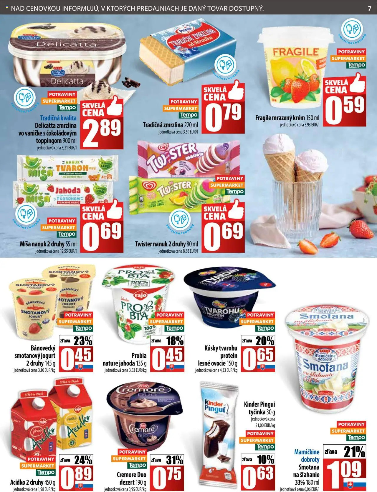 COOP Jednota leták │ platný od 17.07.2025 | Strana: 7 | Produkty: Jogurt, Smotana, Zmrzlina, Krém