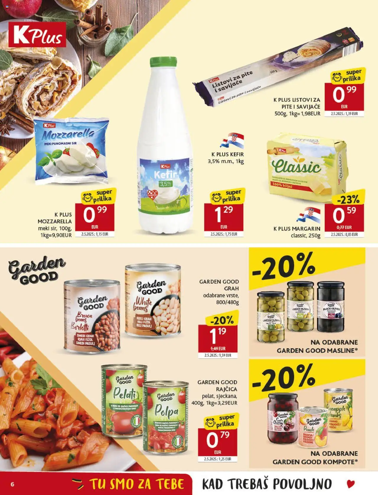 Konzum katalog | vrijedi od 10.09.2025 | Stranica: 6 | Proizvodi: Listovi za pite, Mozzarella, Grah, Margarin