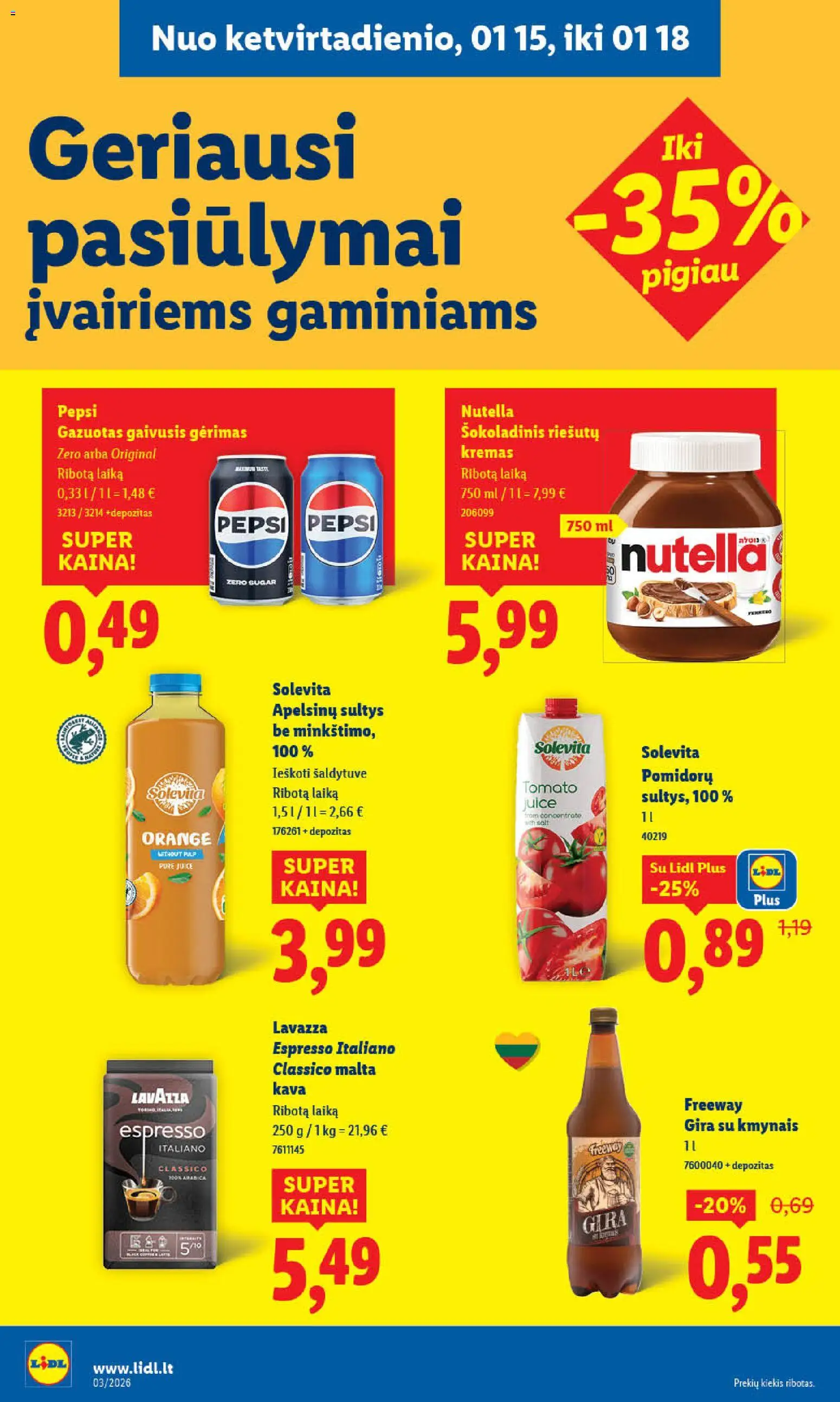 LIDL akcijos nuo 12.01.2026 | Puslapis: 24 | Prekių: Gaivusis gėrimas, Kremas, Kava, Sultys