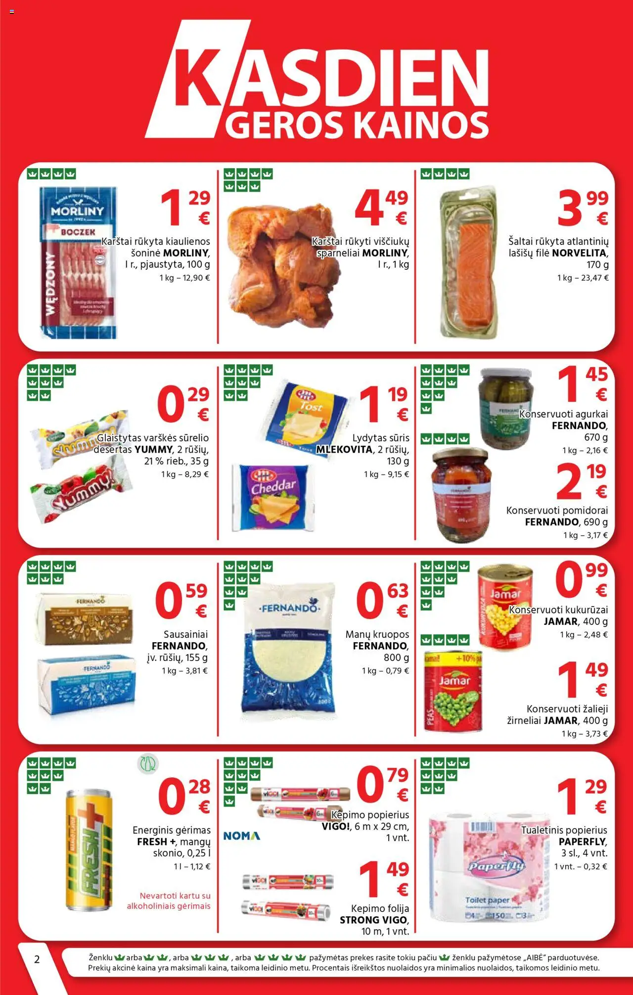AIBE leidinys│galioja nuo 21.08.2025 | Puslapis: 2 | Prekių: Sausainiai, Folija, Sūris, Pomidorai