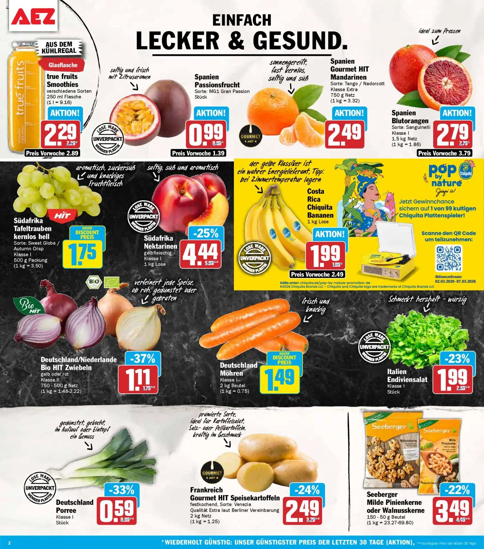 AEZ Prospekt 	 – gültig ab 02.03.2026 | Seite: 2 | Produkte: Berliner, Bananen, Mohren, Salz