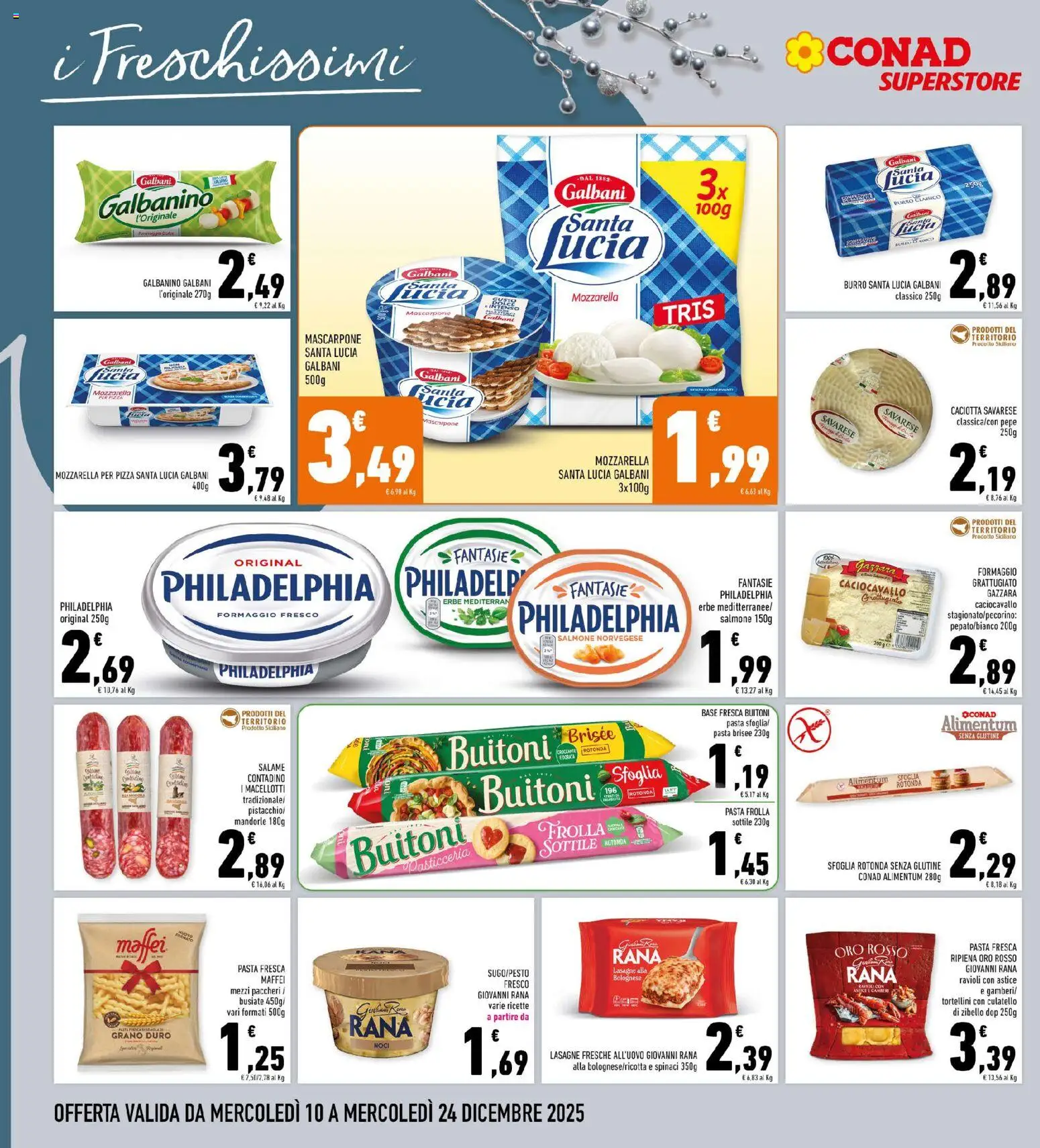 Volantino Conad del 10.12.2025 | Pagina: 14 | Prodotti: Pizza, Salmone, Lasagna, Astice