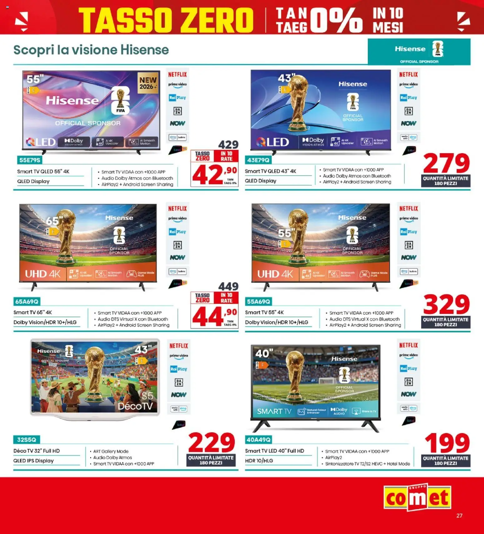 Volantino Comet del 23.04.2026 | Pagina: 27 | Prodotti: smart TV, TV, Video, Audio
