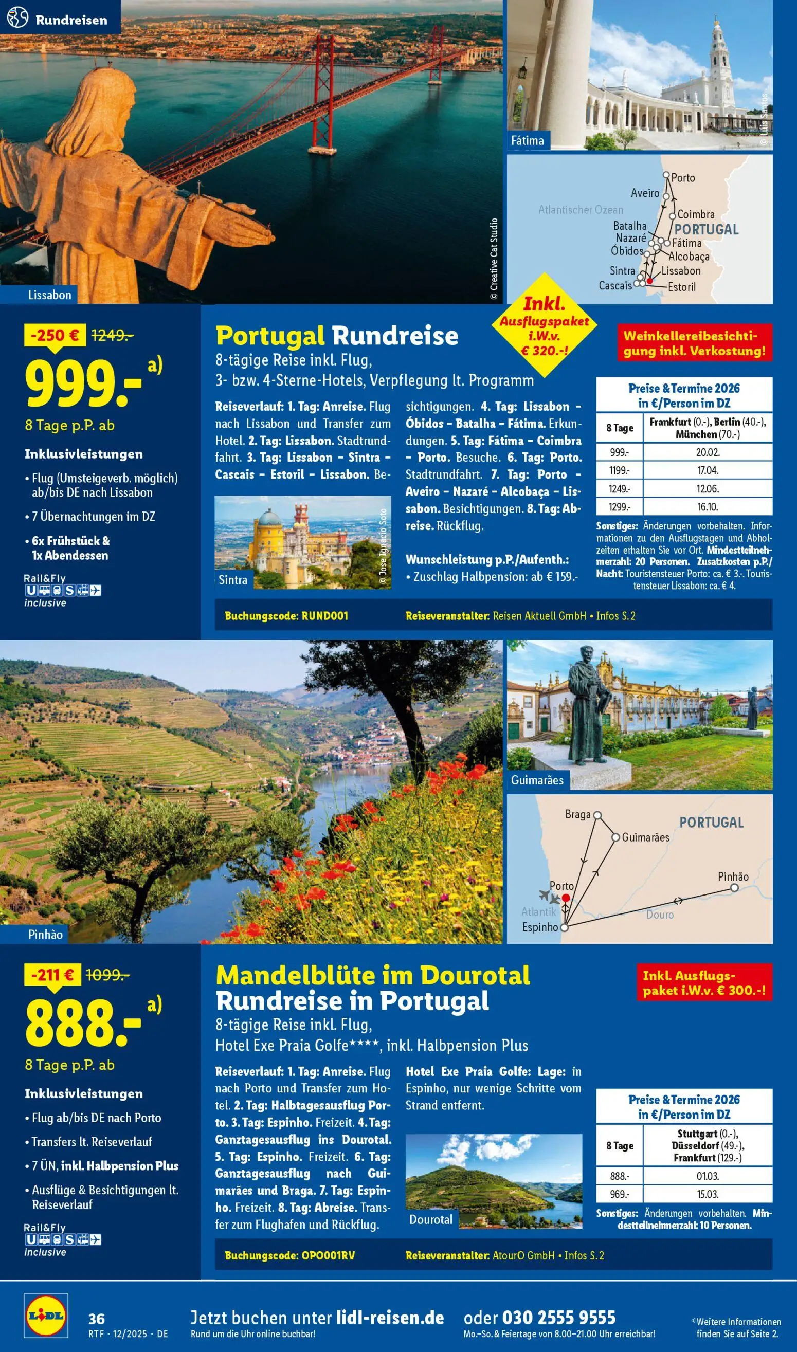 Lidl Reisen Dezember/Januar Reise-Highlights – gültig ab 12.12.2025 | Seite: 36 | Produkte: Uhr