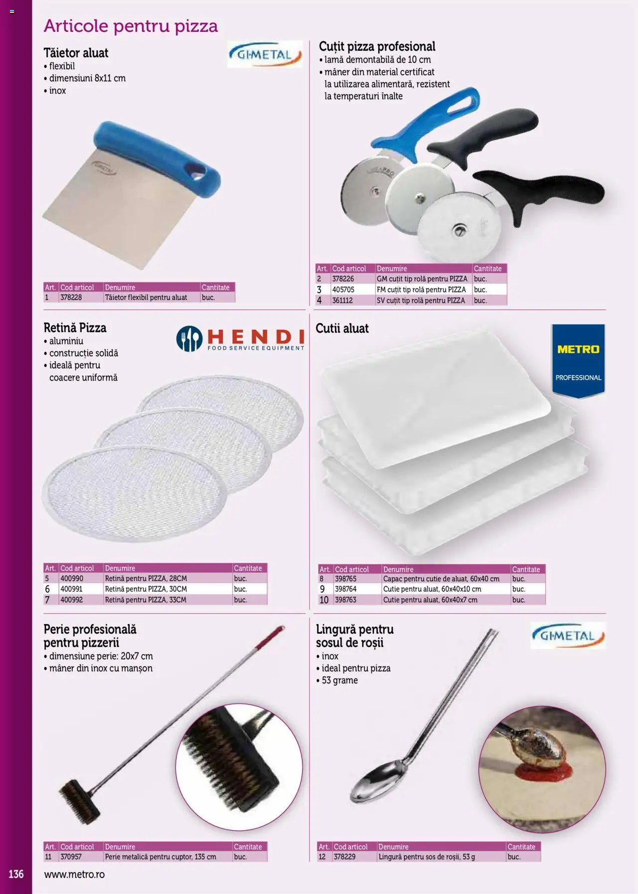 Noul catalog Metro – valabil de la 17.09.2025 | Pagină: 136 | Produse: Mâner, Aluat, Pizza, Sos