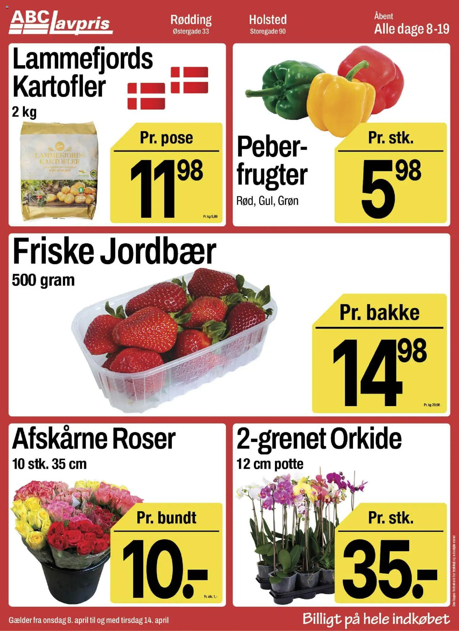 Abc Lavpris tilbudsavis – gyldig fra 08.04.2026 | Side: 2 | Produkter: Jordbær, Kartofler, Peber