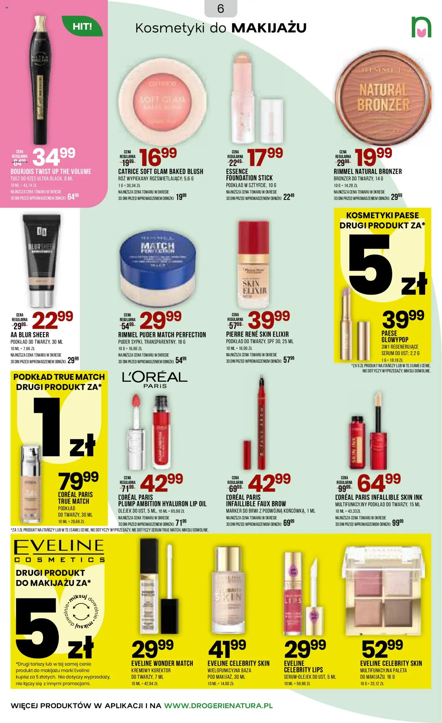 Drogerie Natura Gazetka od 29.12.2025 | Strona: 6 | Produkty: Kosmetyki, Bronzer, Róż, Tusz do rzęs